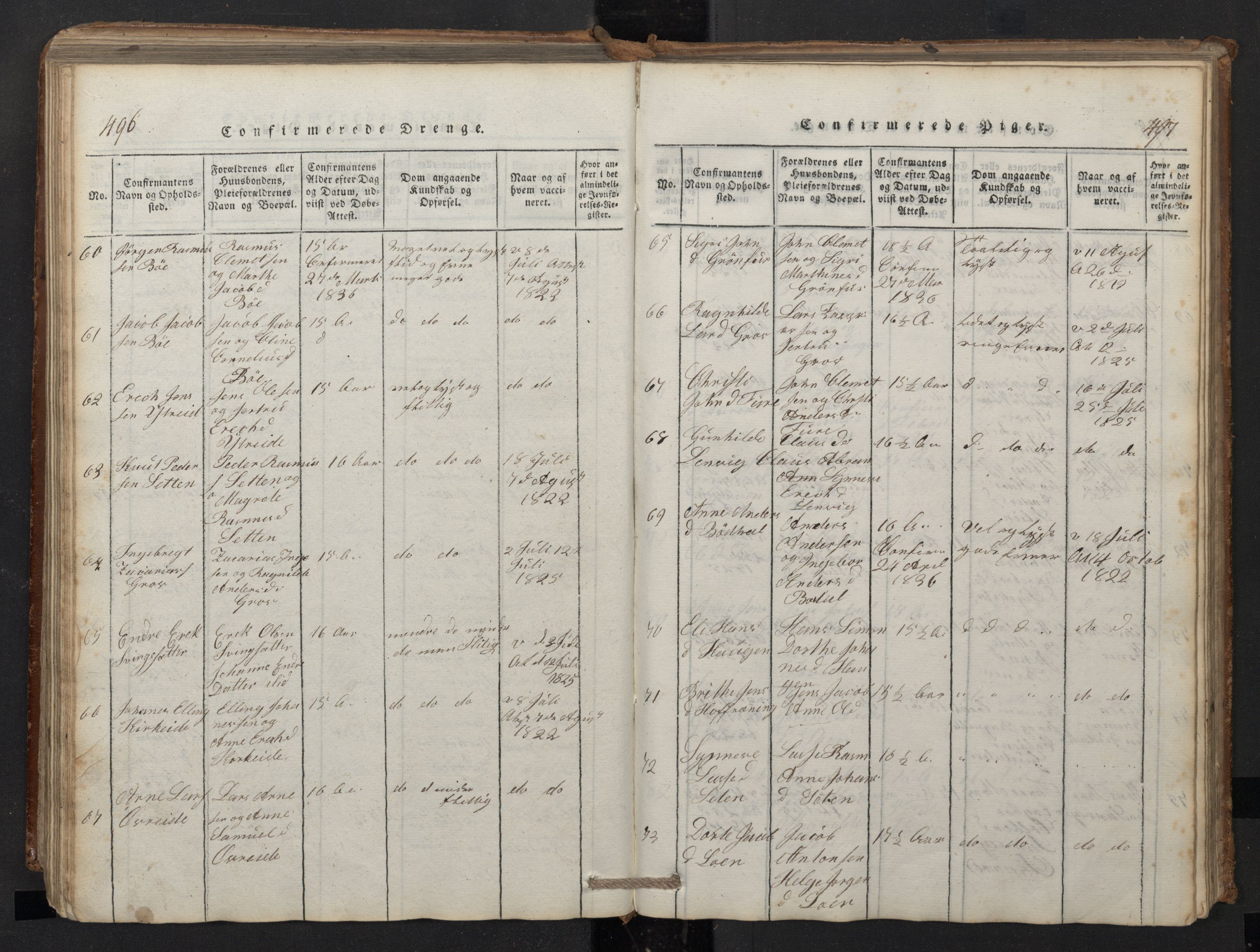 Stryn Sokneprestembete, AV/SAB-A-82501: Parish register (copy) no. A 1, 1816-1844, p. 496-497