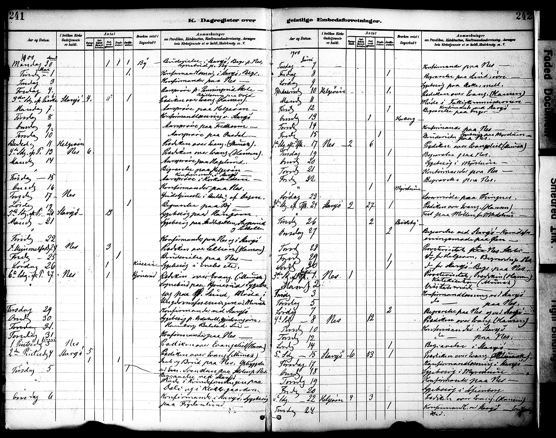 Nes prestekontor, Hedmark, AV/SAH-PREST-020/K/Ka/L0010: Parish register (official) no. 10, 1887-1905, p. 241-242