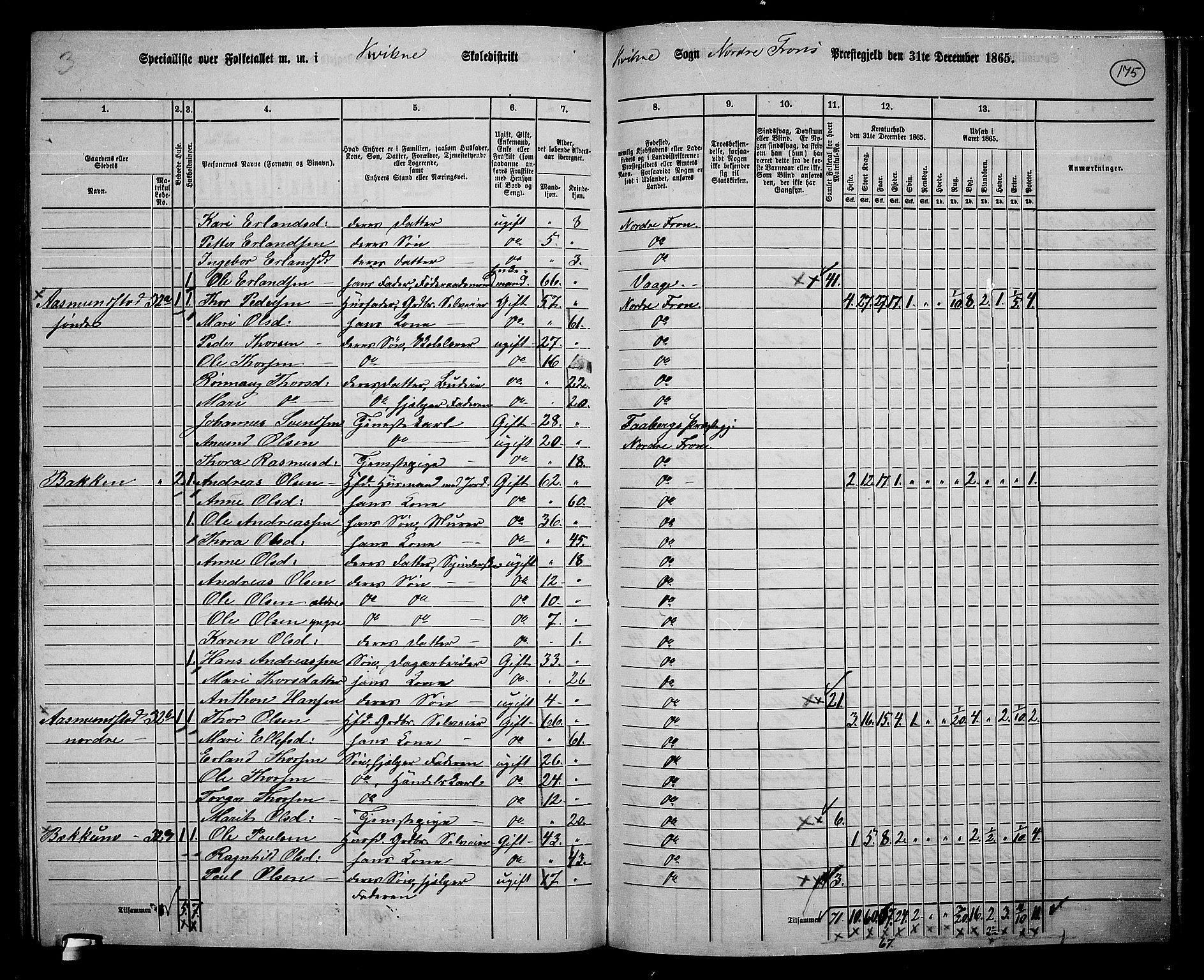 RA, 1865 census for Nord-Fron, 1865, p. 160