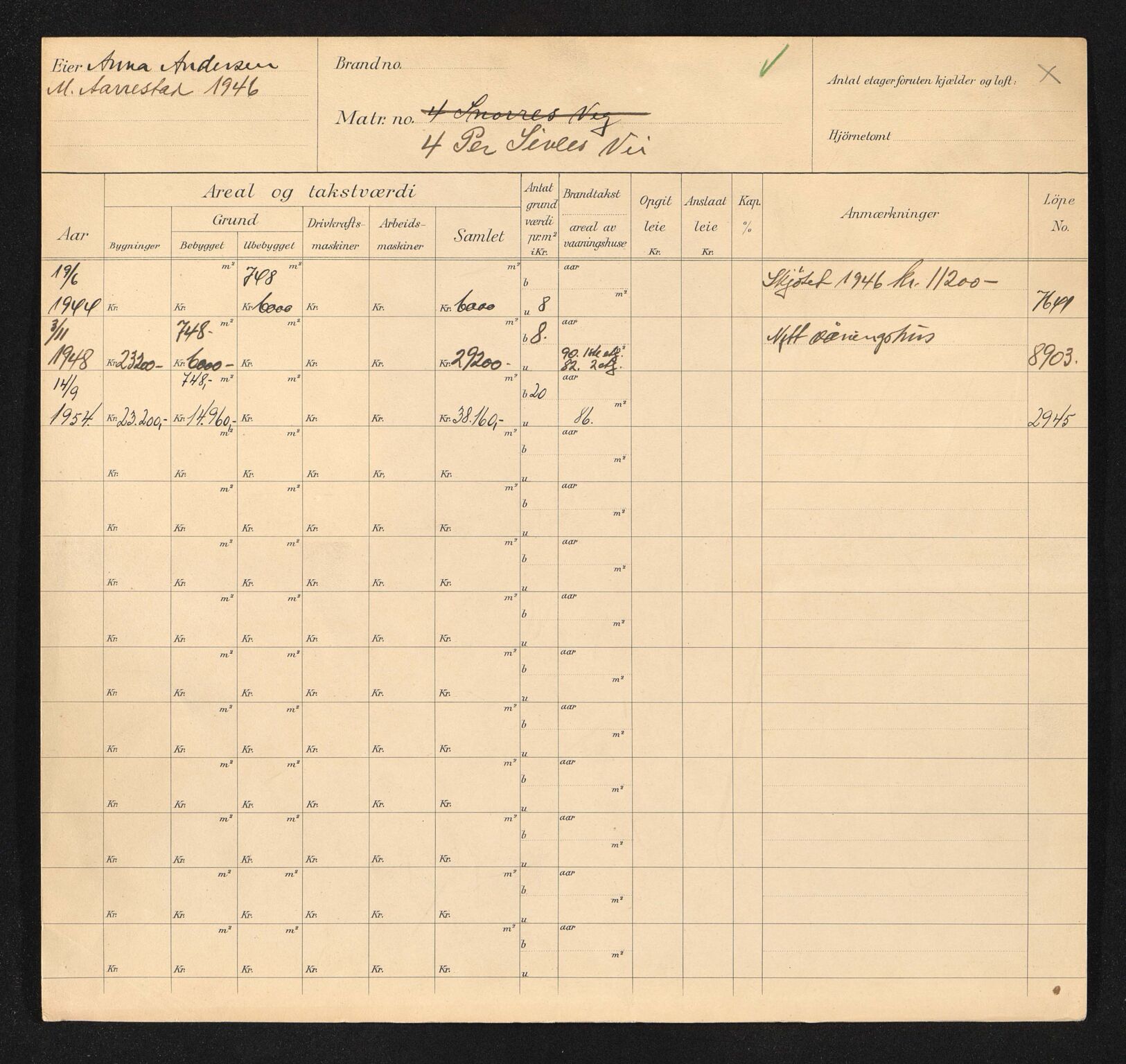 Stavanger kommune. Skattetakstvesenet, BYST/A-0440/F/Fa/Faa/L0036/0004: Skattetakstkort / Per Sivles vei 4 - Per Spelemanns vei 36