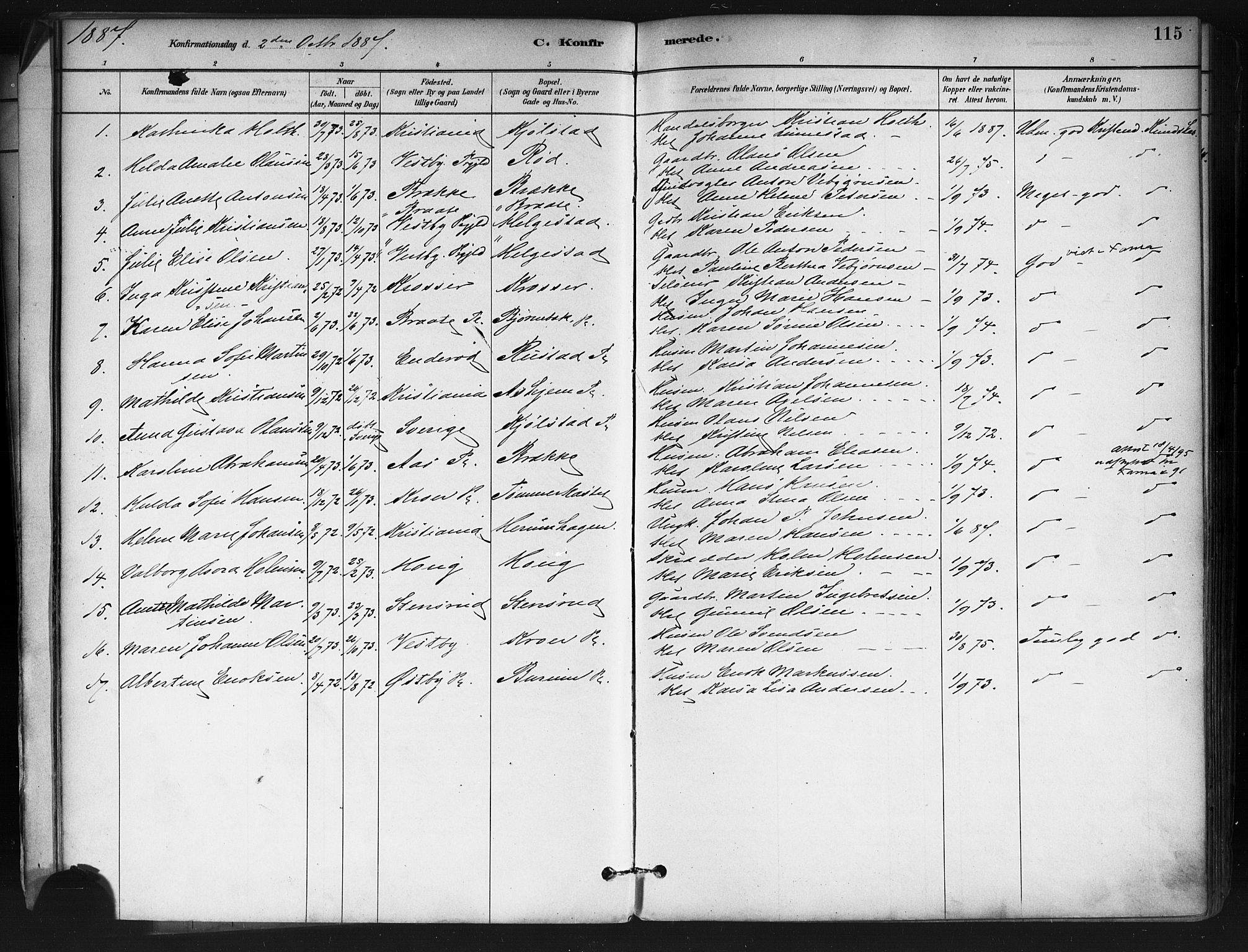 Ås prestekontor Kirkebøker, AV/SAO-A-10894/F/Fa/L0009: Parish register (official) no. I 9, 1881-1900, p. 115