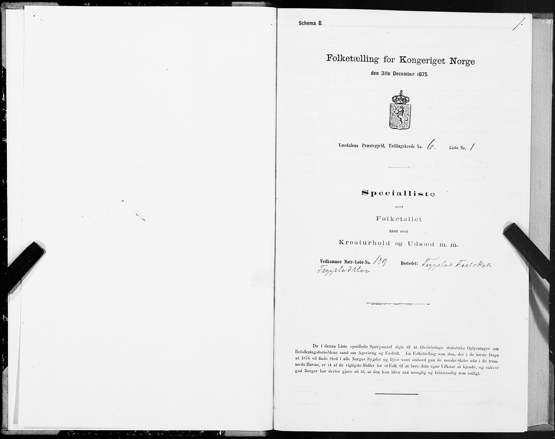 SAT, 1875 census for 1721P Verdal, 1875, p. 4001