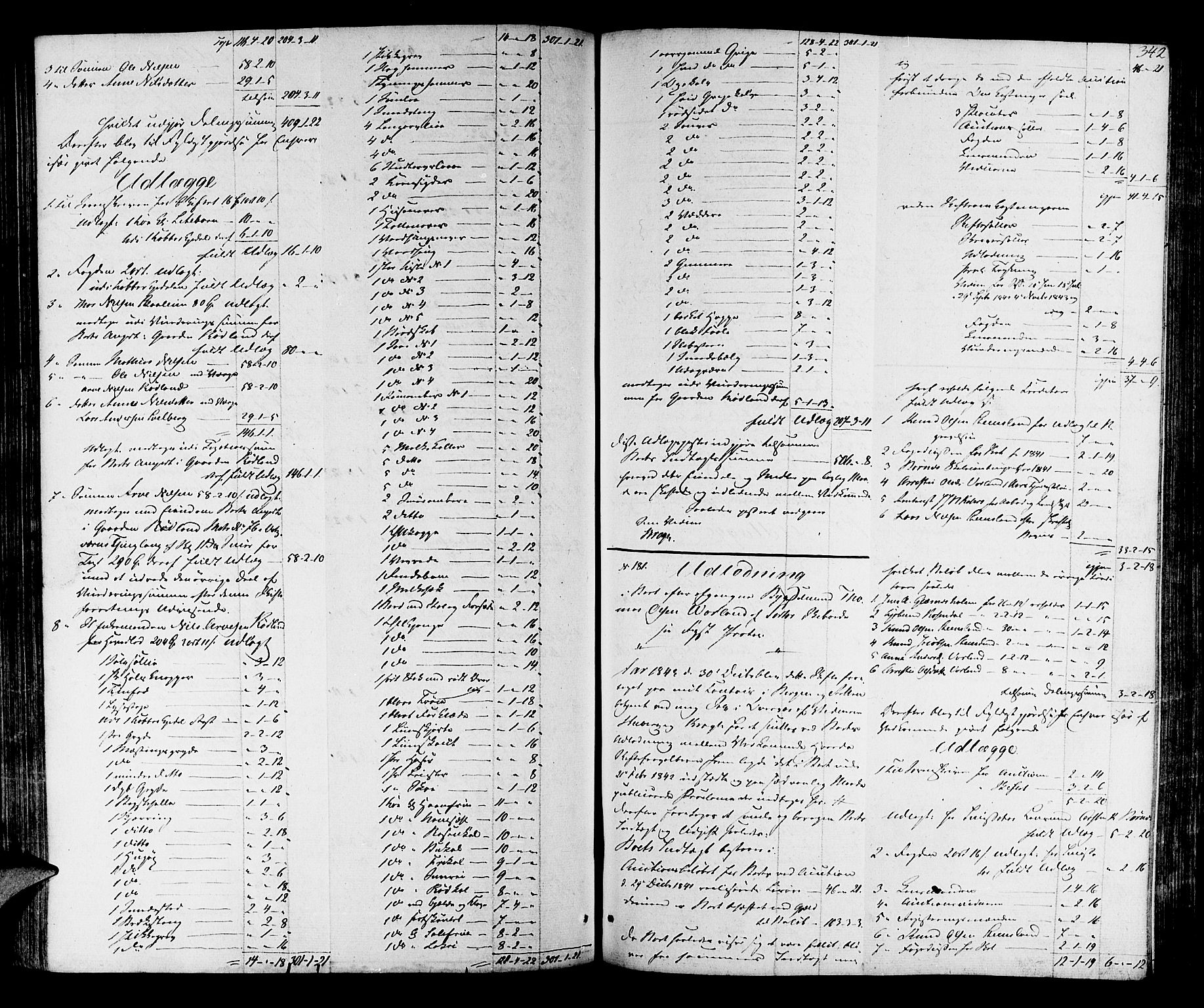 Nordhordland sorenskrivar, SAB/A-2901/1/H/Hd/Hda/L0001a: Skifteutlodningsprotokollar, 1841-1845, p. 341b-342a