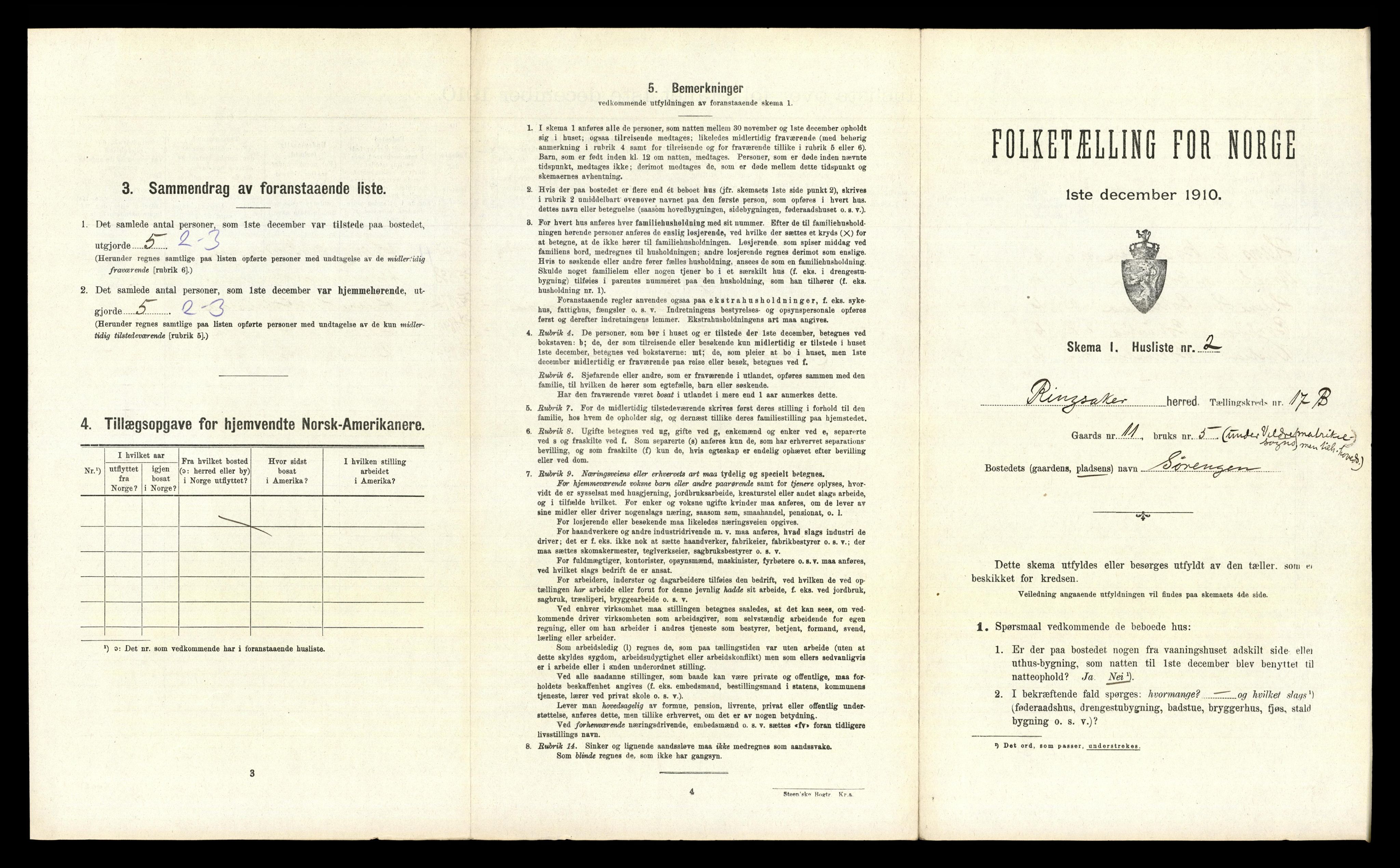 RA, 1910 census for Ringsaker, 1910, p. 3387