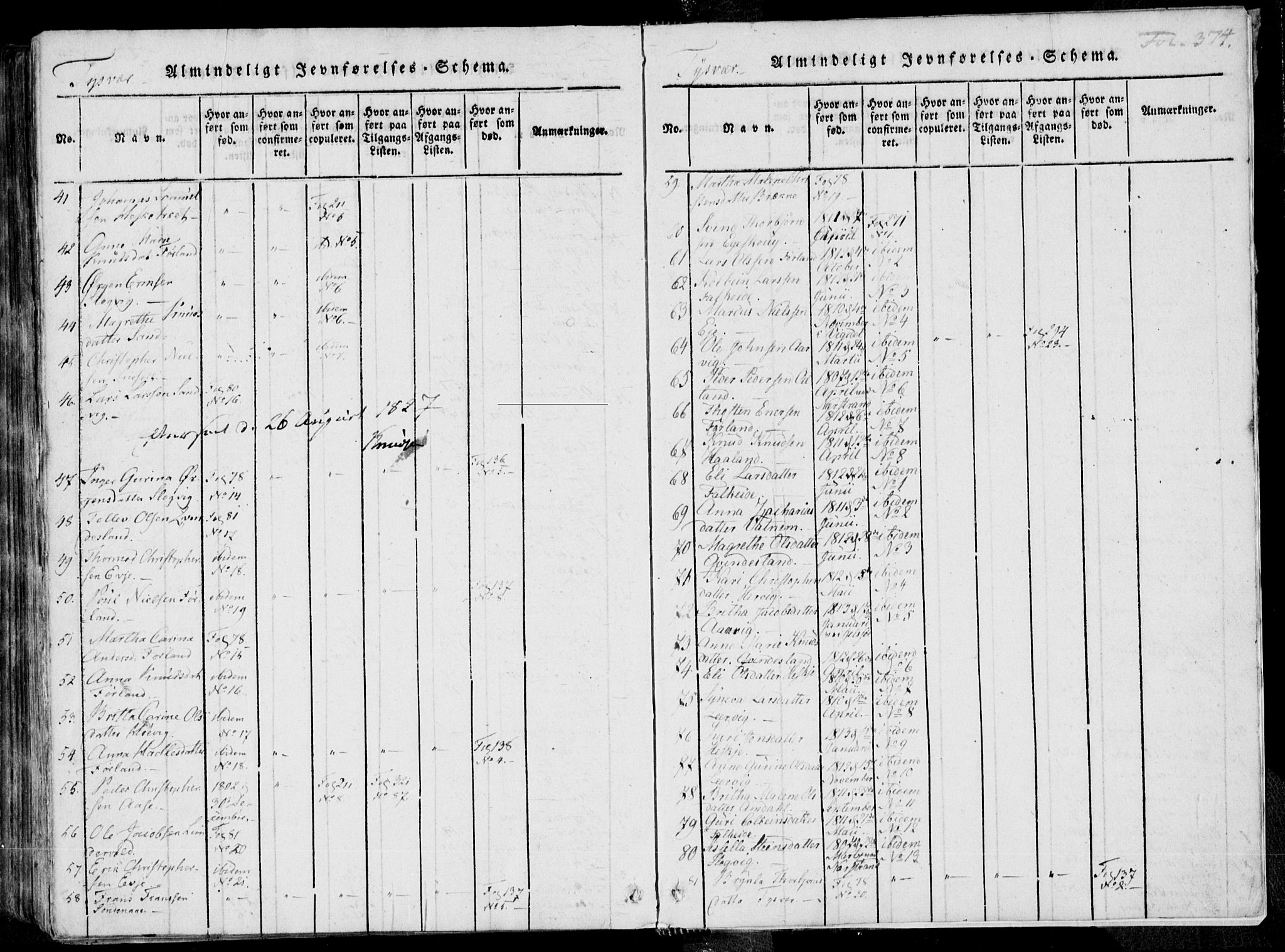 Skjold sokneprestkontor, SAST/A-101847/H/Ha/Haa/L0004: Parish register (official) no. A 4 /1, 1815-1830, p. 374