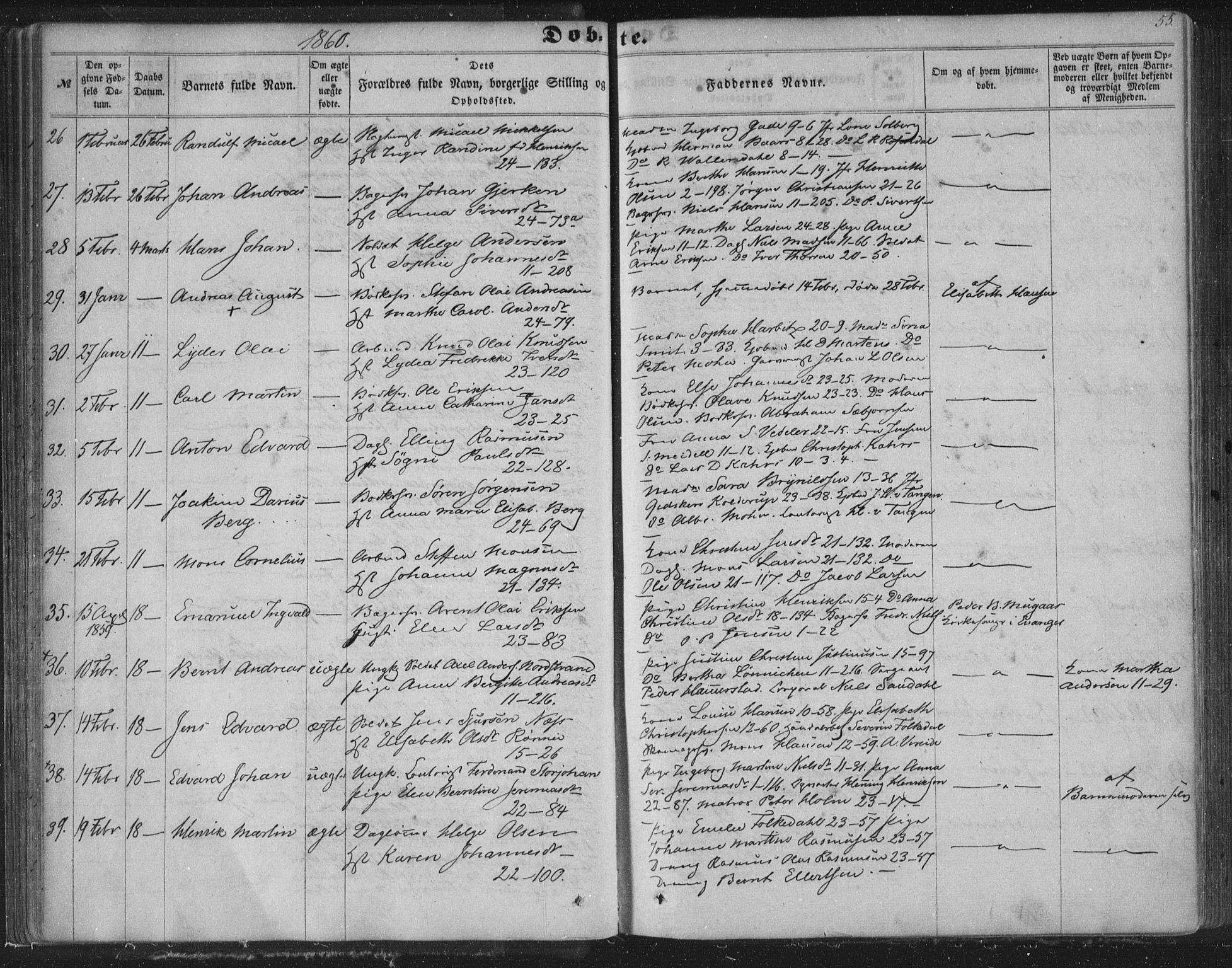 Korskirken sokneprestembete, SAB/A-76101/H/Haa/L0018: Parish register (official) no. B 4, 1857-1866, p. 55