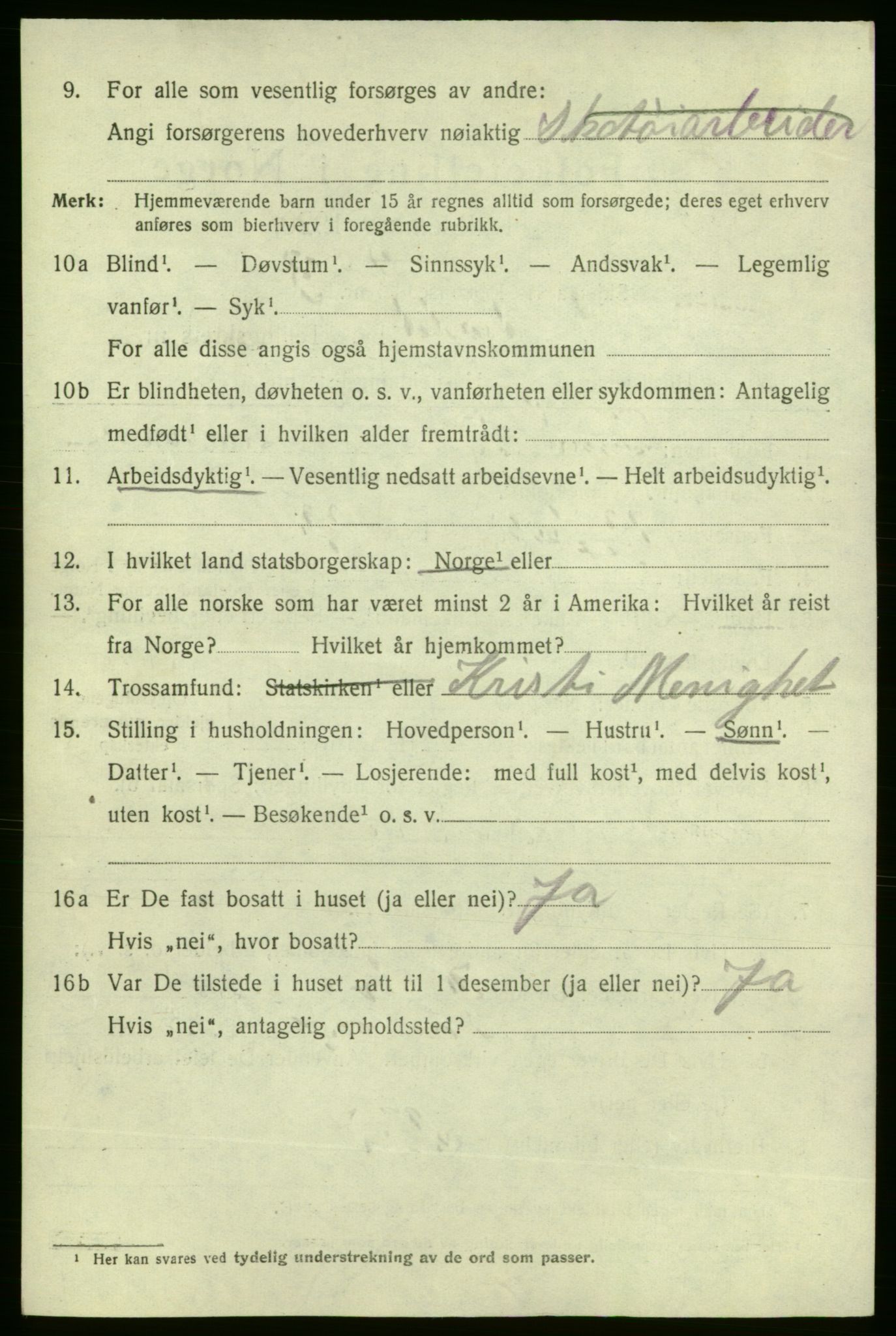 SAO, 1920 census for Fredrikshald, 1920, p. 9170