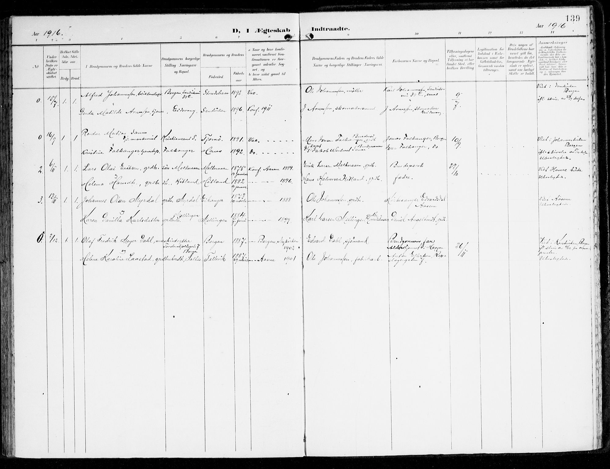 Hamre sokneprestembete, AV/SAB-A-75501/H/Ha/Haa/Haad/L0002: Parish register (official) no. D 2, 1899-1916, p. 139