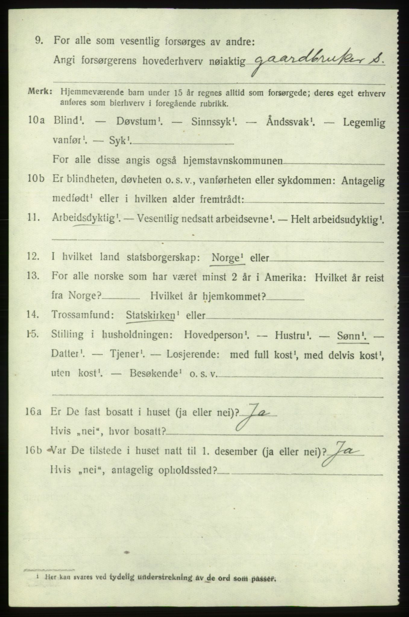 SAB, 1920 census for Bremnes, 1920, p. 3041