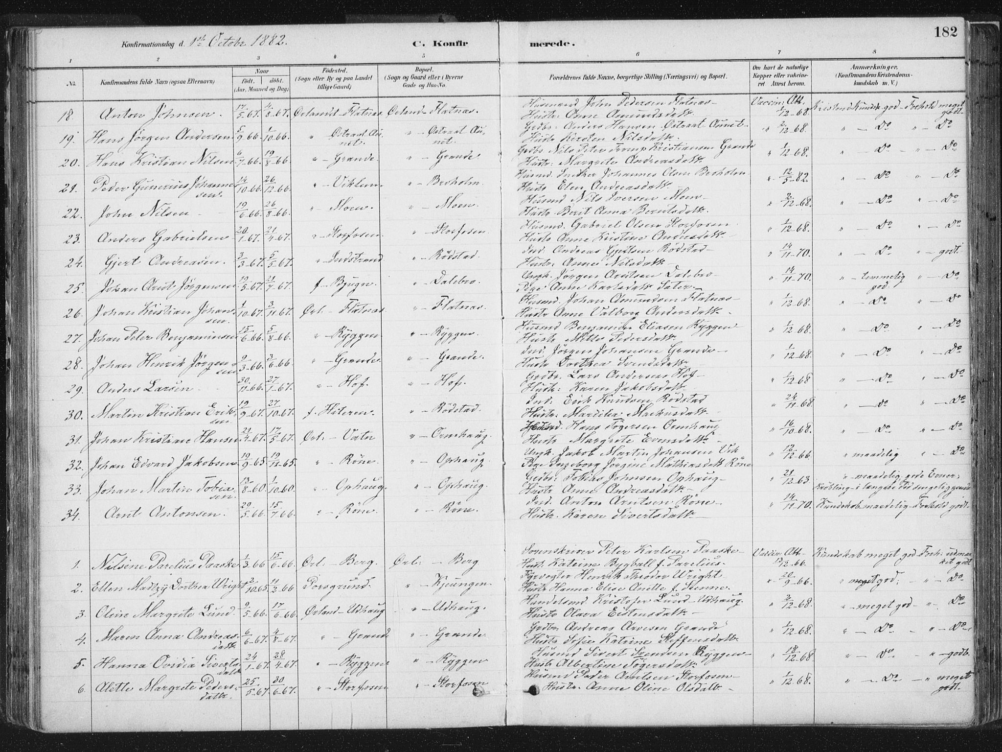Ministerialprotokoller, klokkerbøker og fødselsregistre - Sør-Trøndelag, SAT/A-1456/659/L0739: Parish register (official) no. 659A09, 1879-1893, p. 182