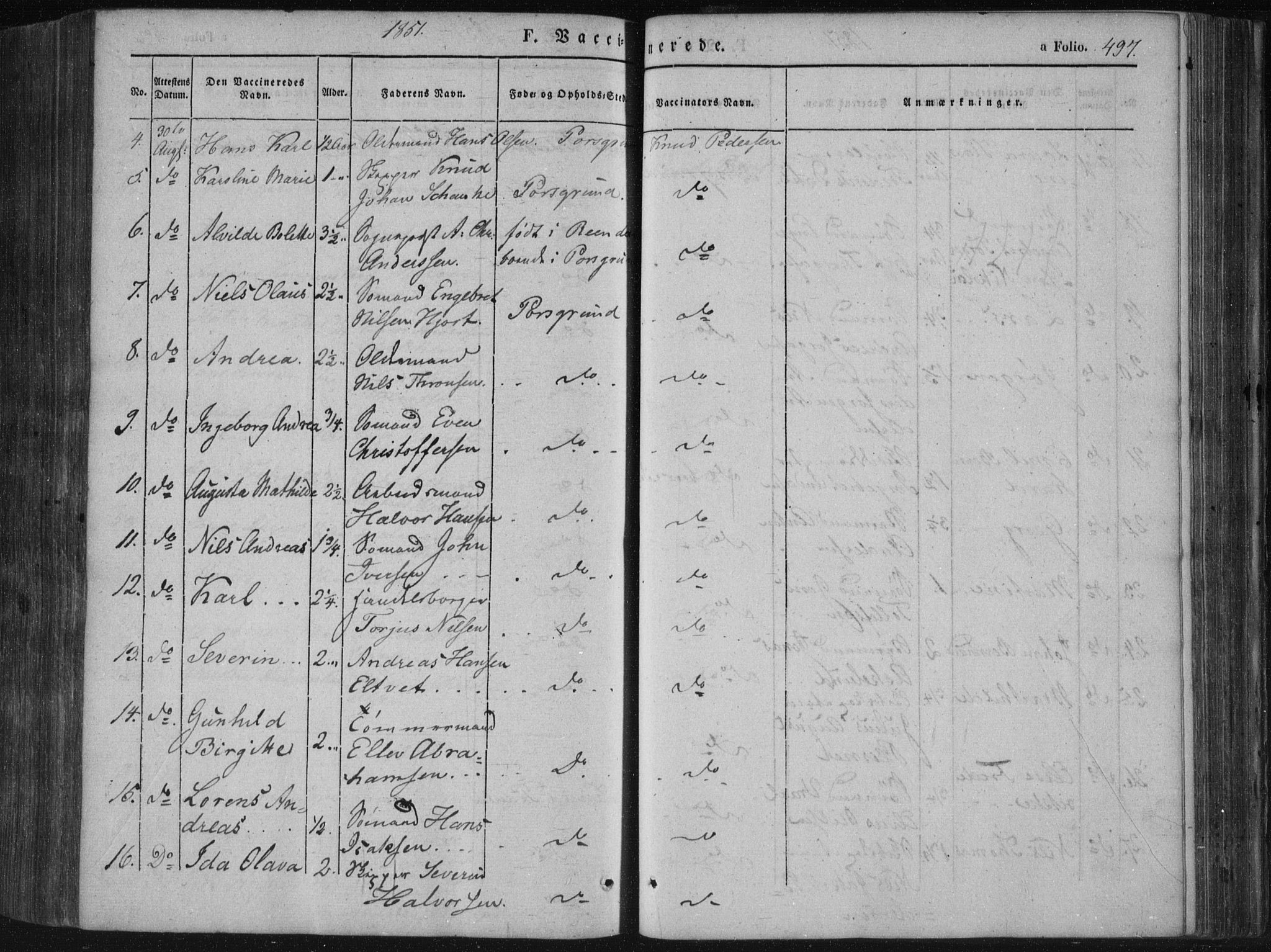 Porsgrunn kirkebøker , SAKO/A-104/F/Fa/L0006: Parish register (official) no. 6, 1841-1857, p. 497