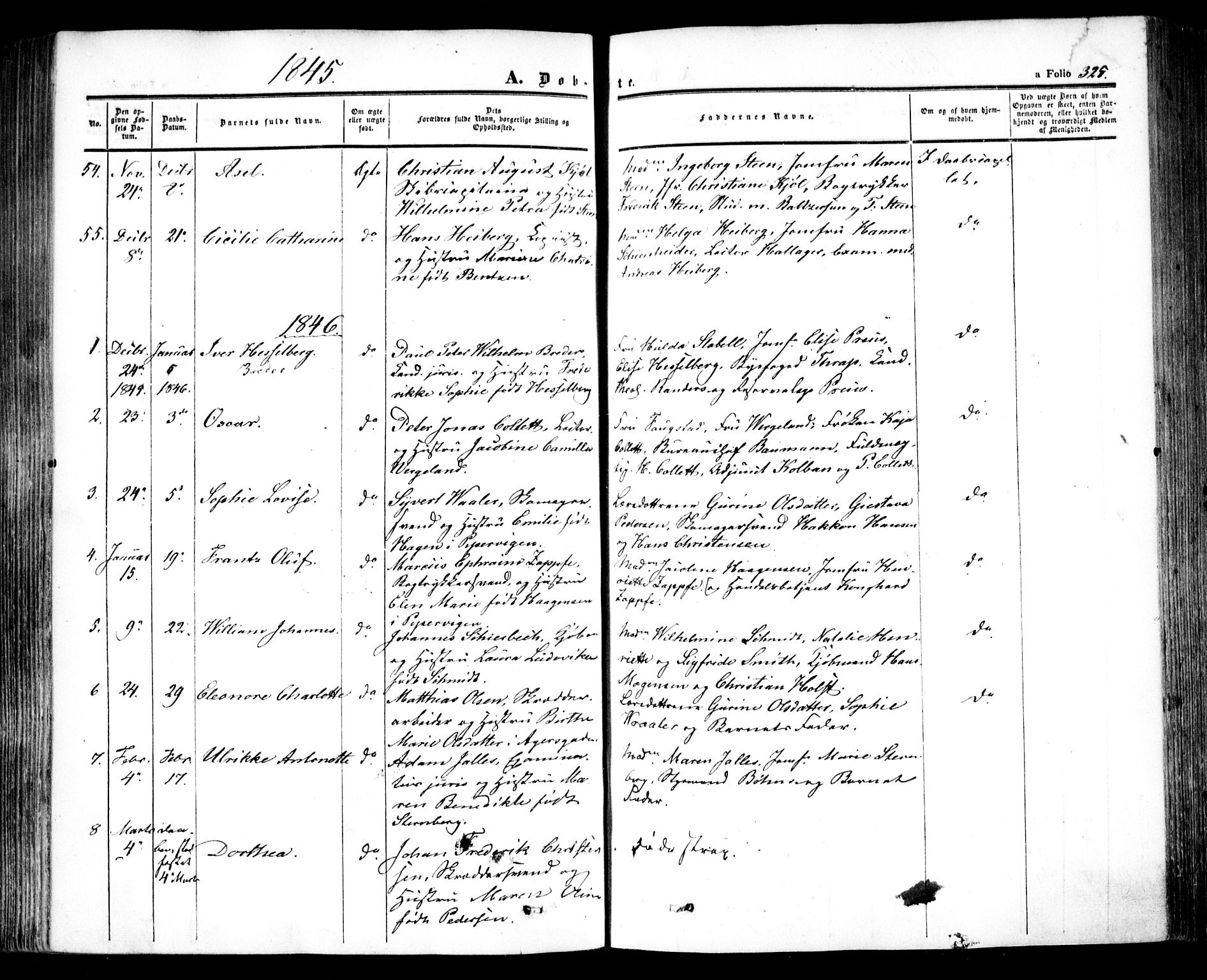 Oslo domkirke Kirkebøker, SAO/A-10752/F/Fa/L0013: Parish register (official) no. 13, 1844-1864, p. 325