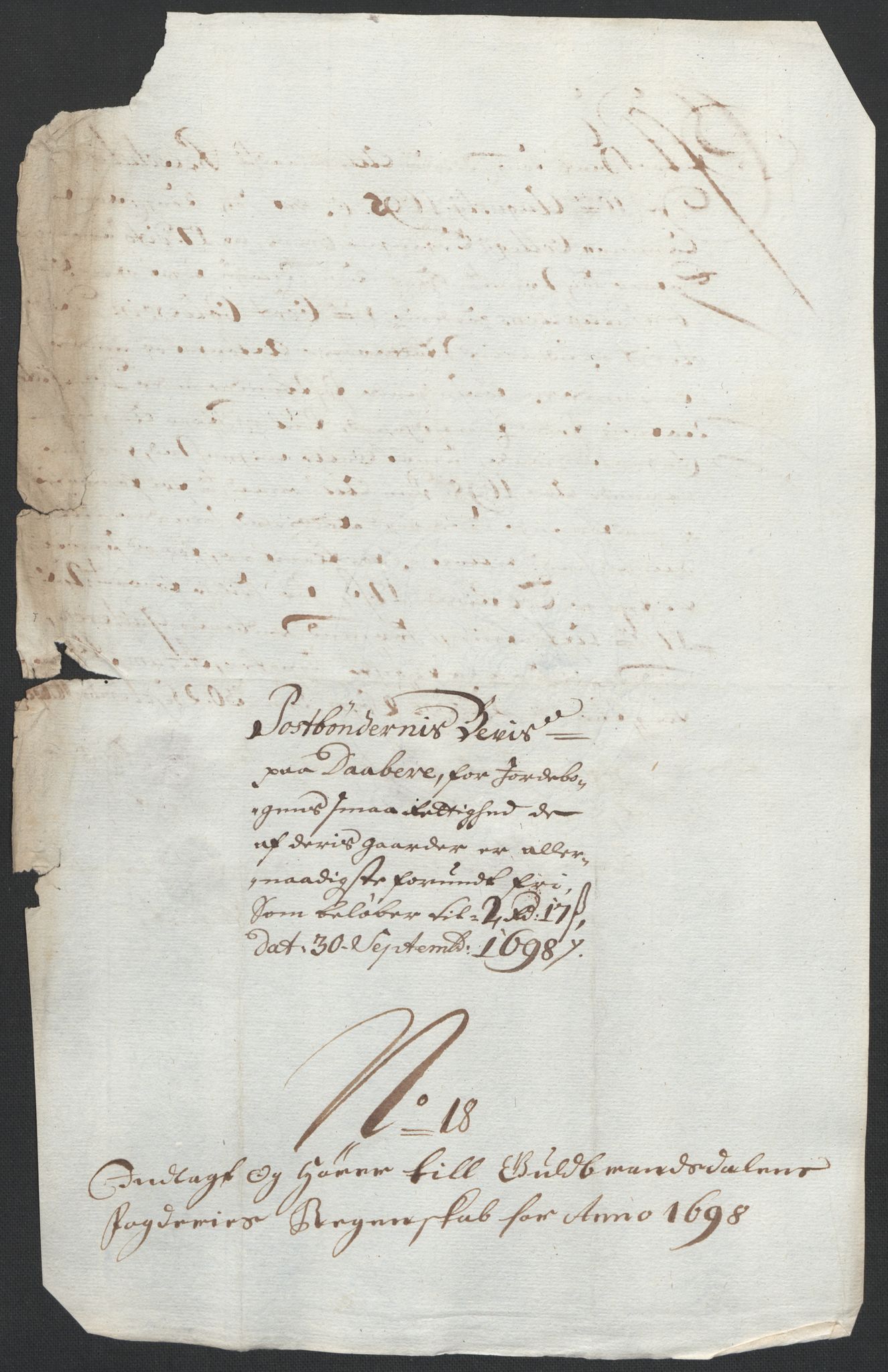 Rentekammeret inntil 1814, Reviderte regnskaper, Fogderegnskap, RA/EA-4092/R17/L1171: Fogderegnskap Gudbrandsdal, 1698, p. 158