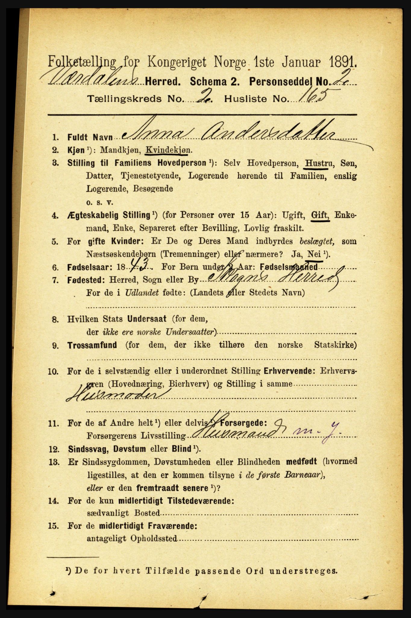 RA, 1891 census for 1721 Verdal, 1891, p. 1642