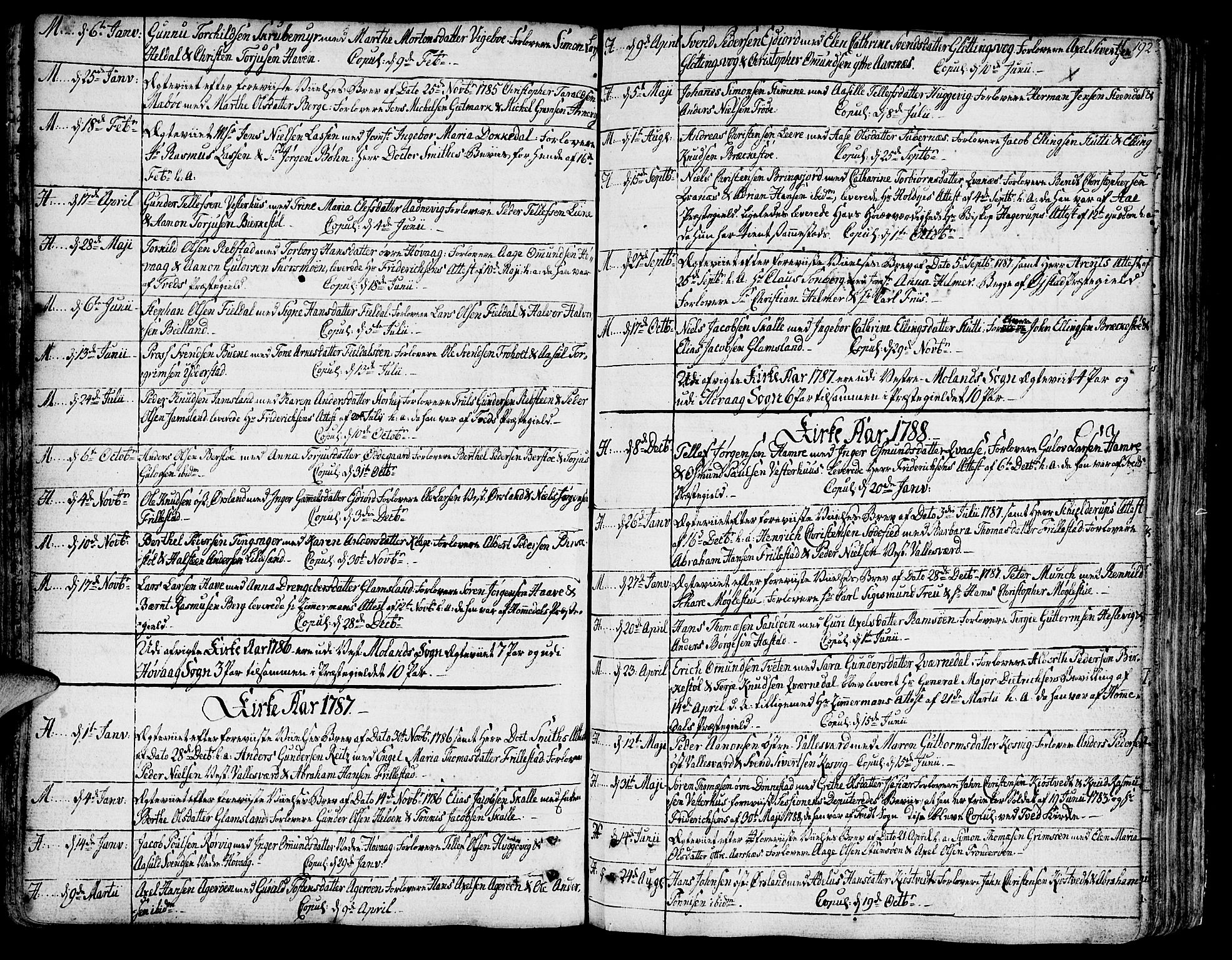 Vestre Moland sokneprestkontor, SAK/1111-0046/F/Fa/Fab/L0002: Parish register (official) no. A 2, 1760-1816, p. 192