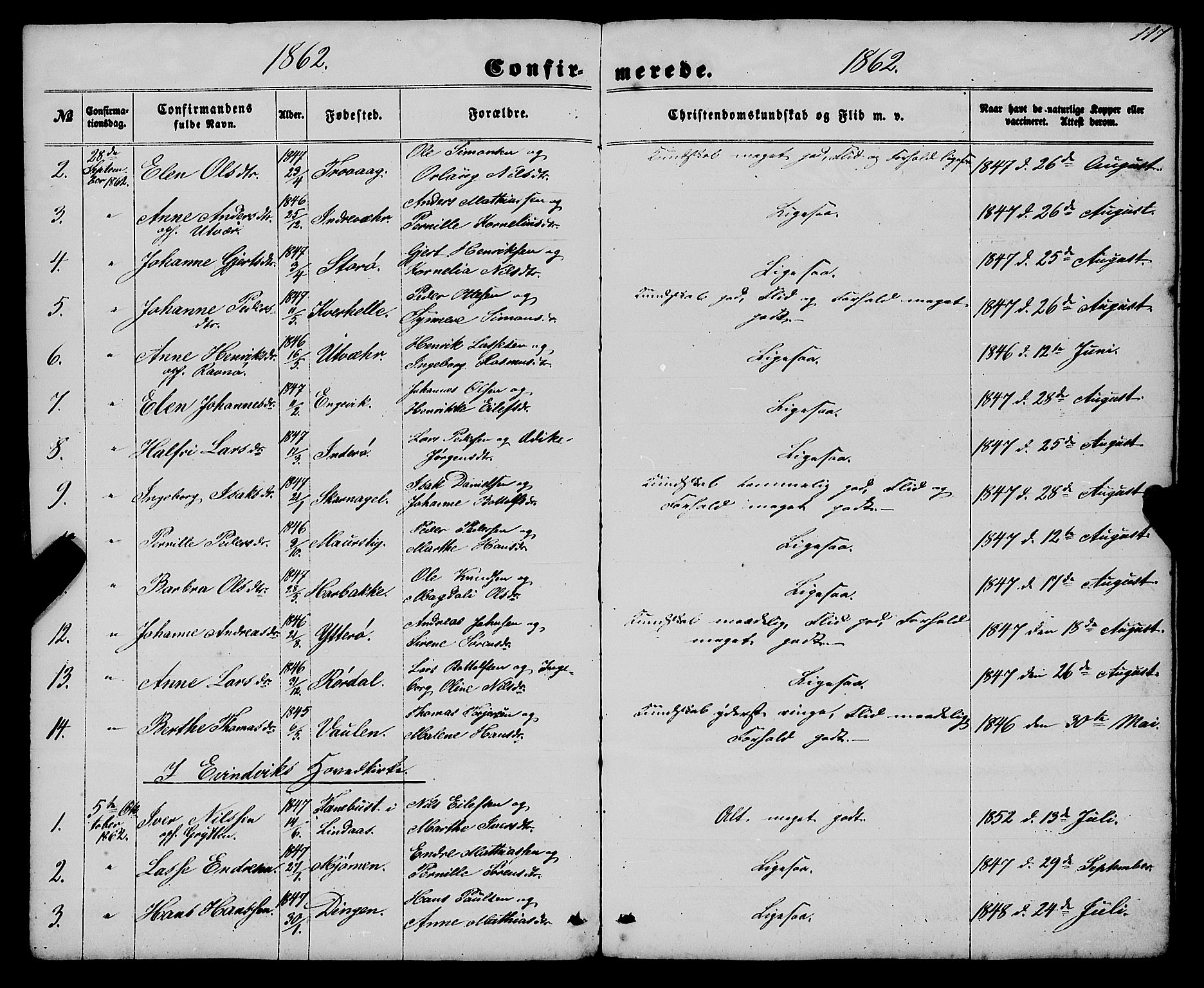 Gulen sokneprestembete, AV/SAB-A-80201/H/Haa/Haaa/L0022: Parish register (official) no. A 22, 1859-1869, p. 117