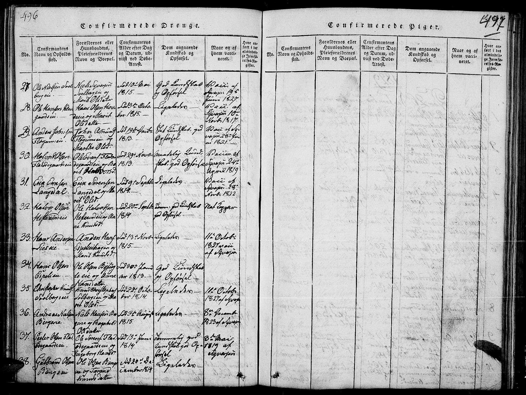 Sør-Aurdal prestekontor, SAH/PREST-128/H/Ha/Hab/L0002: Parish register (copy) no. 2, 1826-1840, p. 496-497