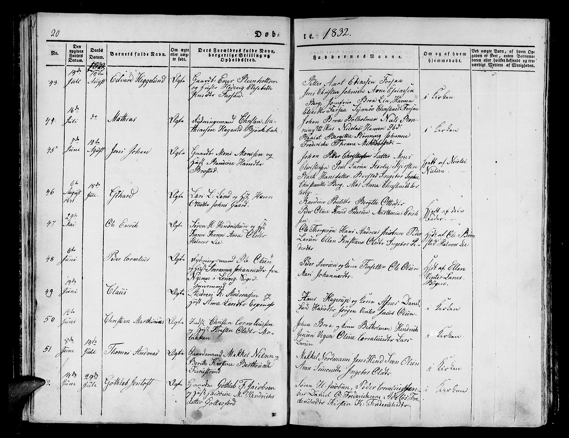 Tranøy sokneprestkontor, AV/SATØ-S-1313/I/Ia/Iaa/L0005kirke: Parish register (official) no. 5, 1829-1844, p. 20