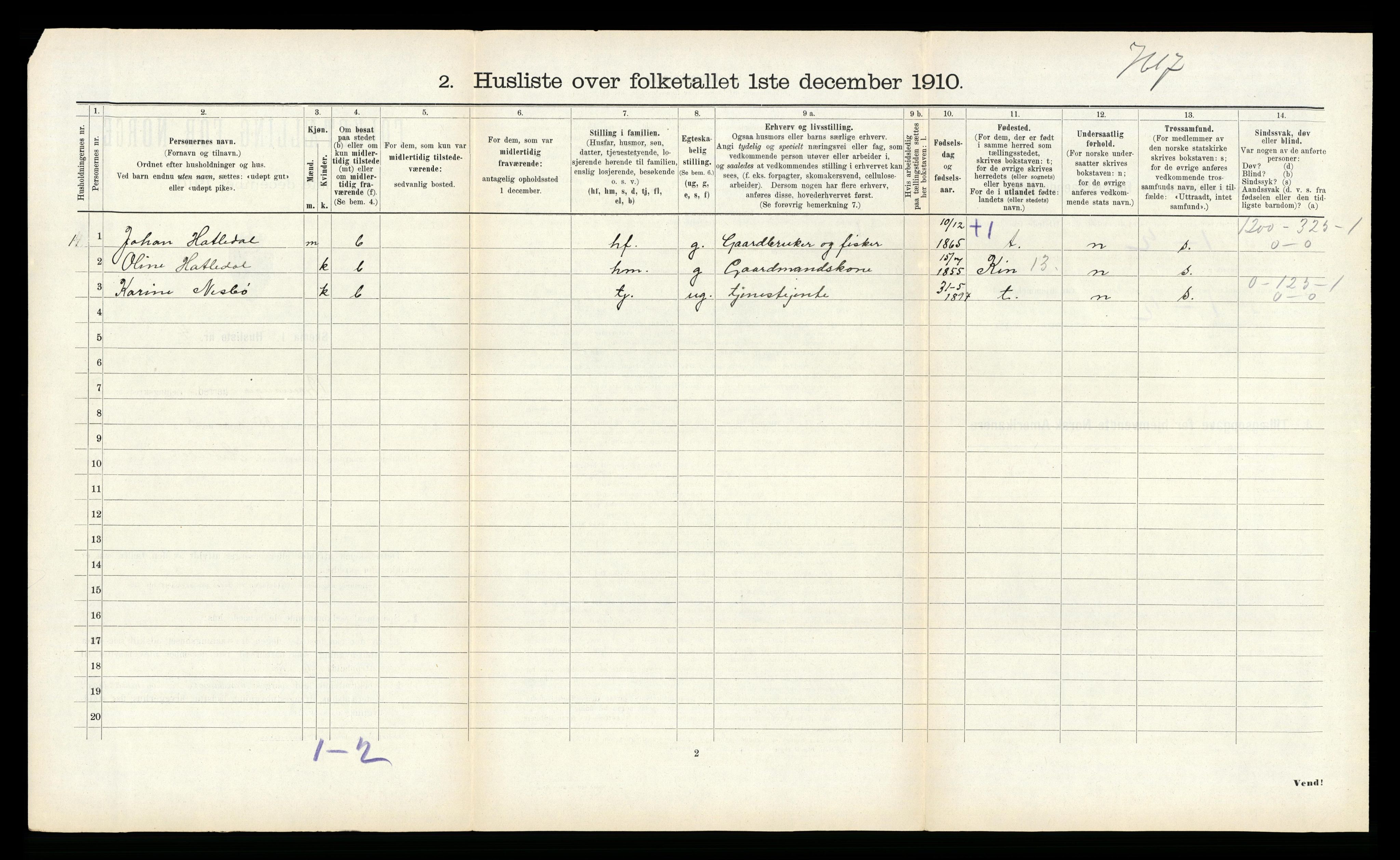 RA, 1910 census for Bremanger, 1910, p. 616