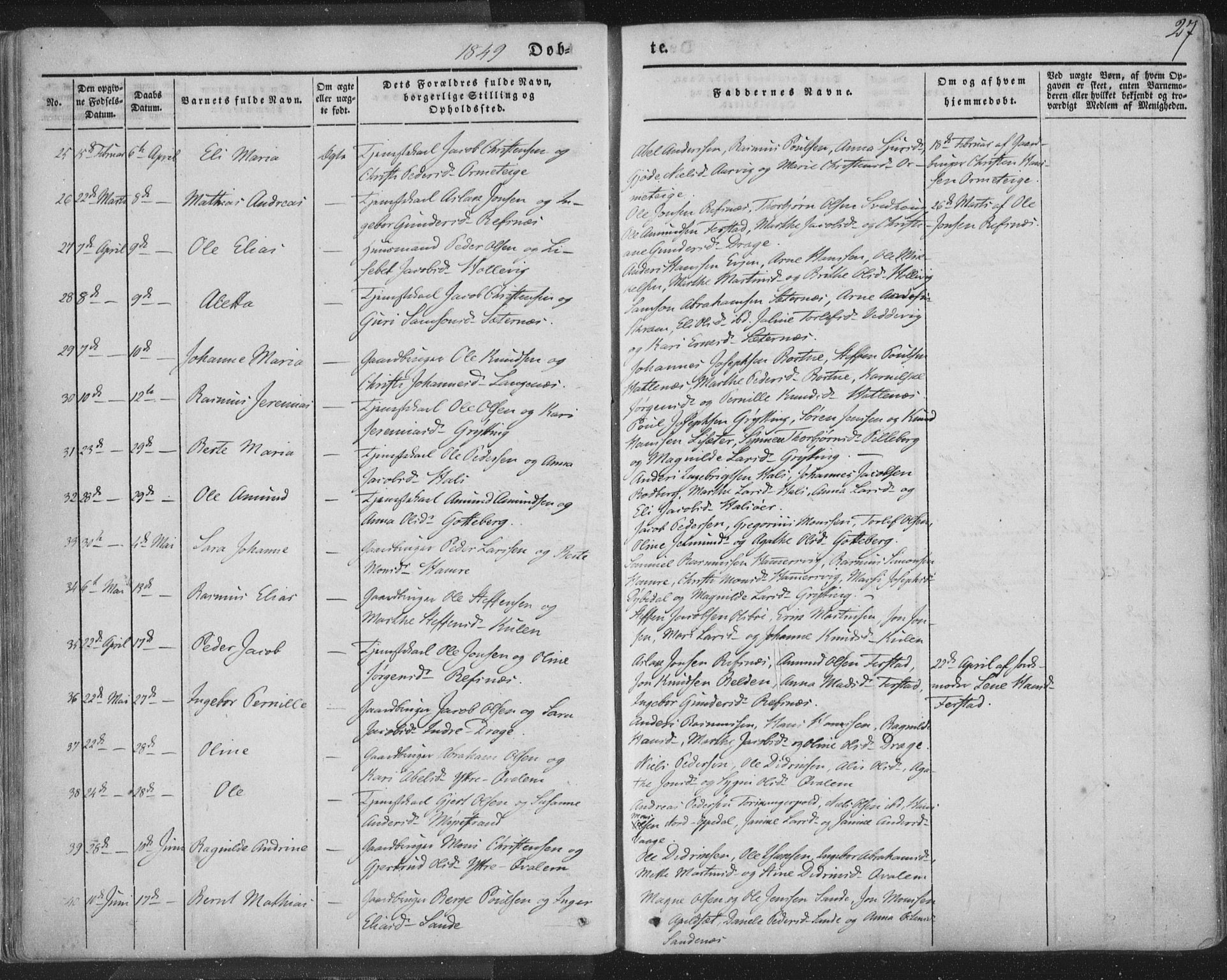 Selje sokneprestembete, AV/SAB-A-99938/H/Ha/Haa/Haaa: Parish register (official) no. A 10, 1844-1858, p. 27