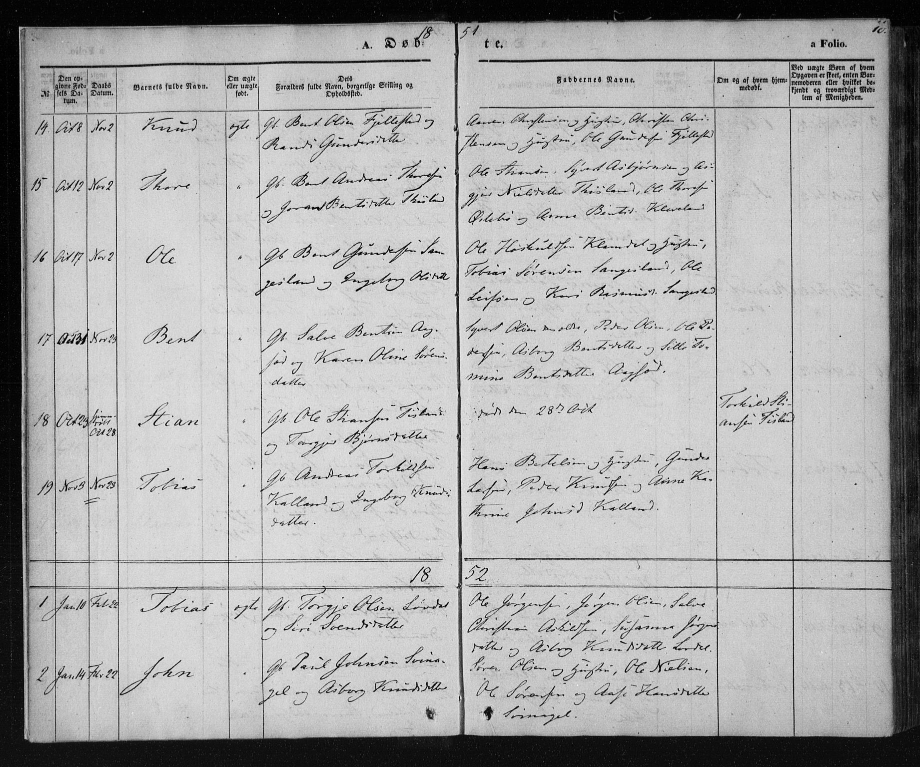 Holum sokneprestkontor, AV/SAK-1111-0022/F/Fa/Fab/L0005: Parish register (official) no. A 5, 1847-1874, p. 10