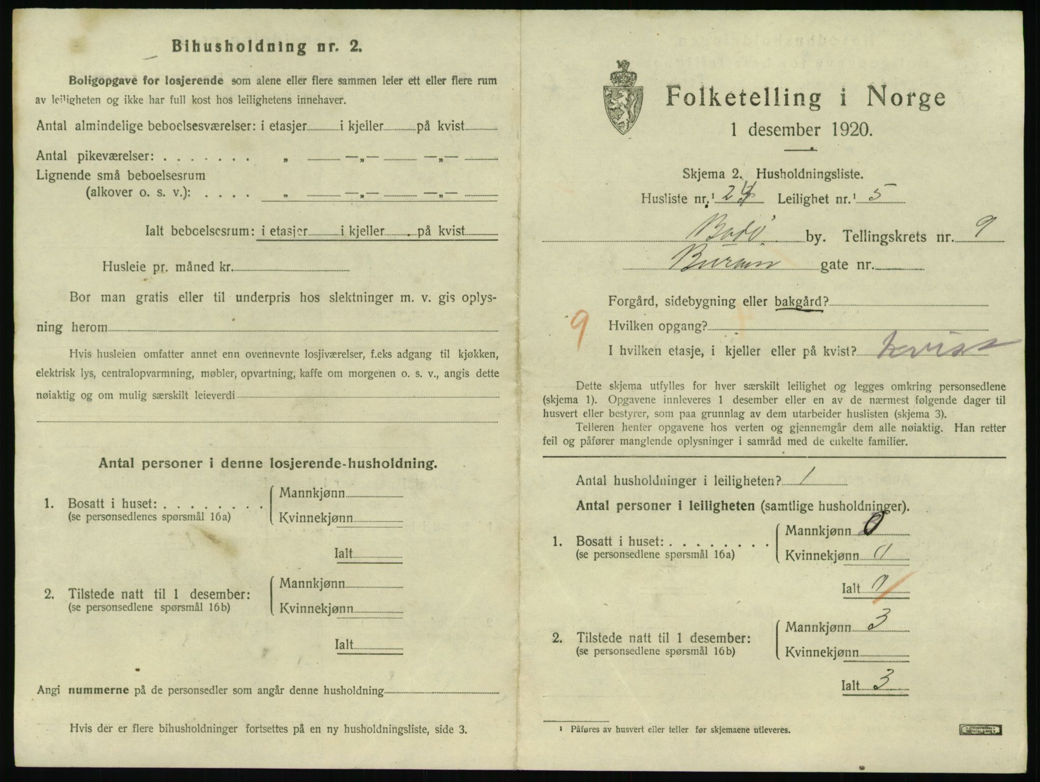 SAT, 1920 census for Bodø, 1920, p. 3279