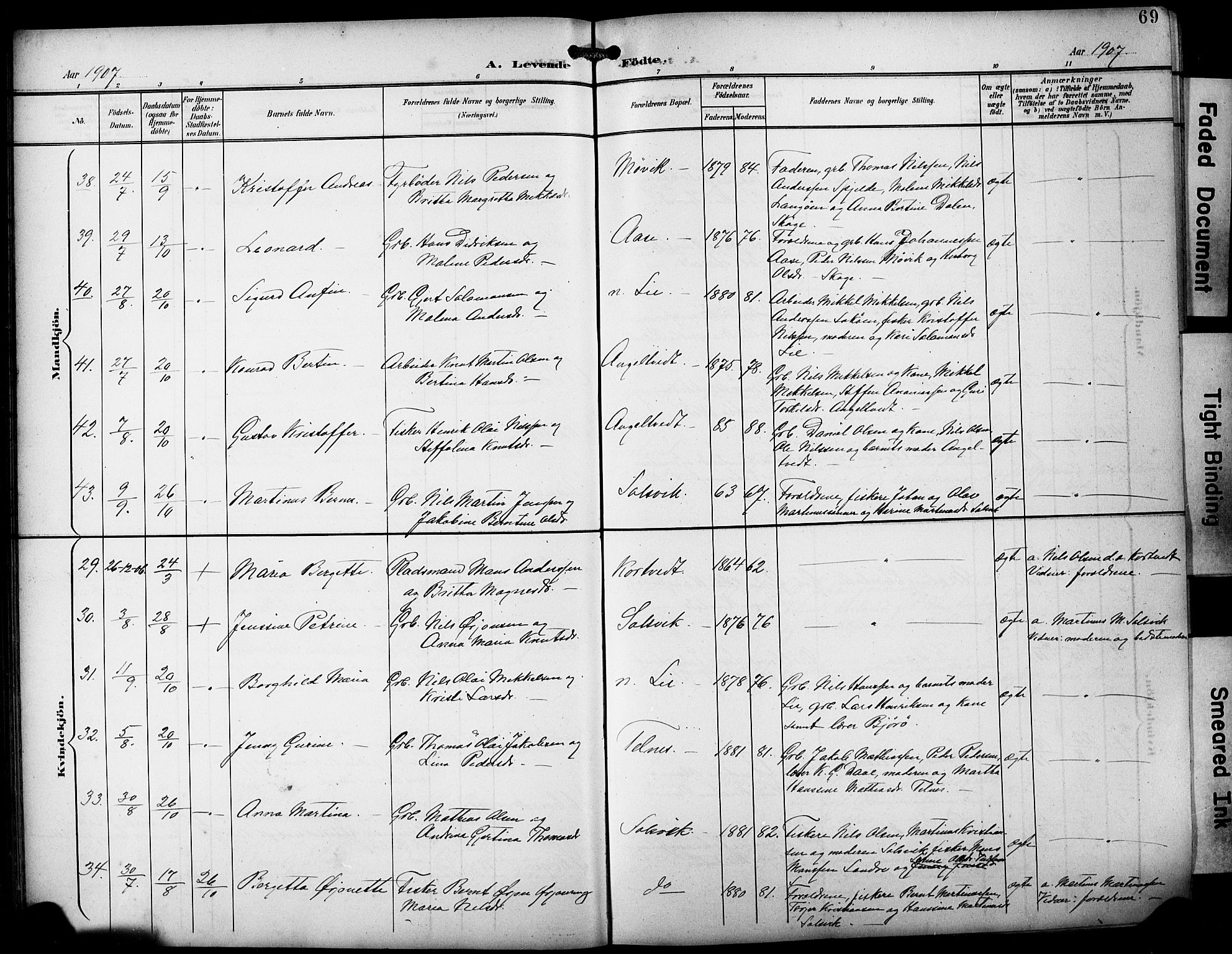 Fjell sokneprestembete, SAB/A-75301/H/Hab: Parish register (copy) no. A 5, 1899-1918, p. 69