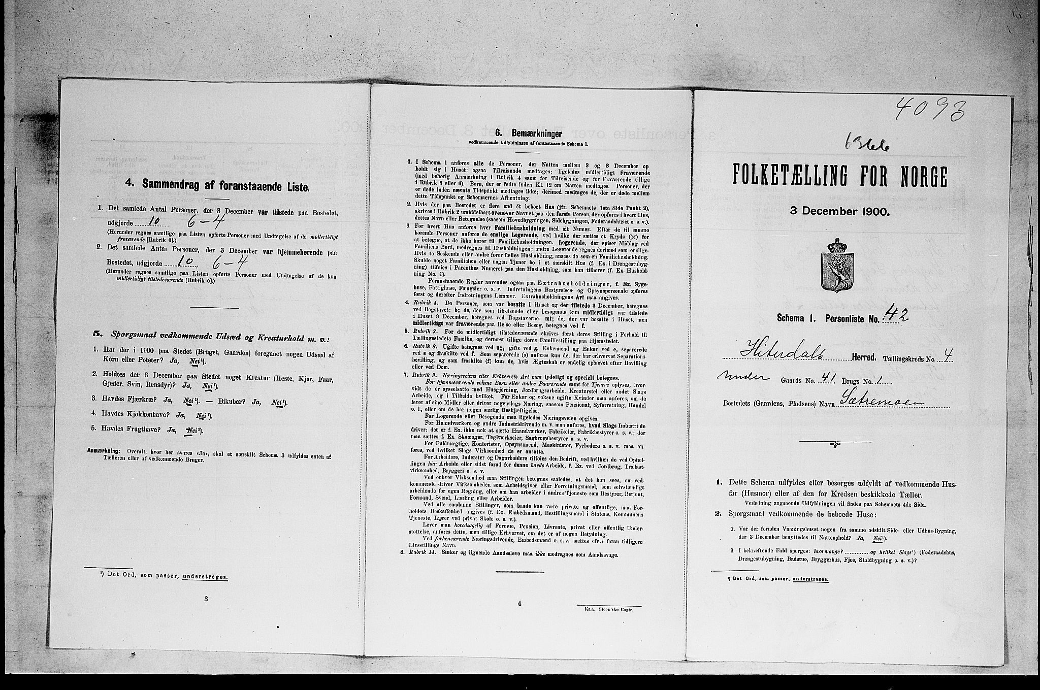 SAKO, 1900 census for Heddal, 1900, p. 58