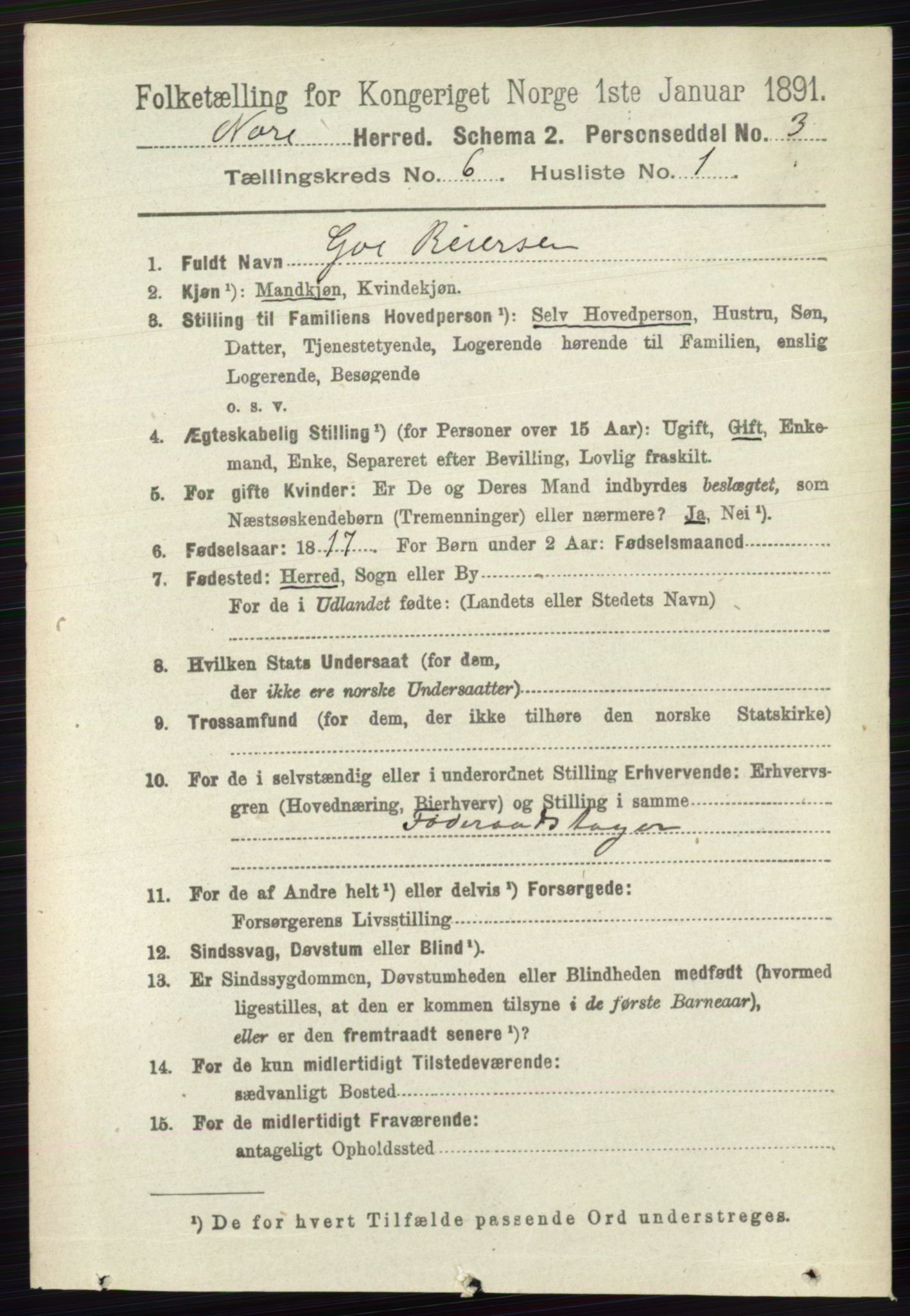 RA, 1891 census for 0633 Nore, 1891, p. 1967