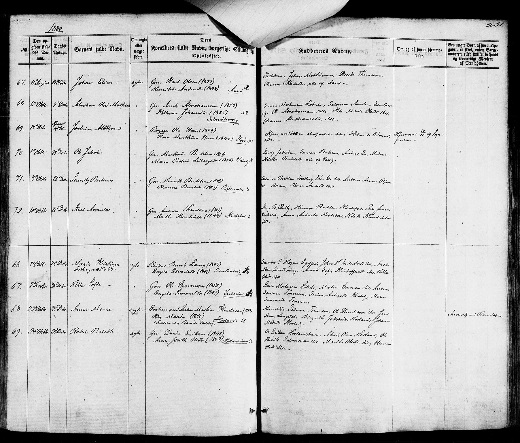 Kinn sokneprestembete, AV/SAB-A-80801/H/Haa/Haaa/L0006: Parish register (official) no. A 6, 1857-1885, p. 251