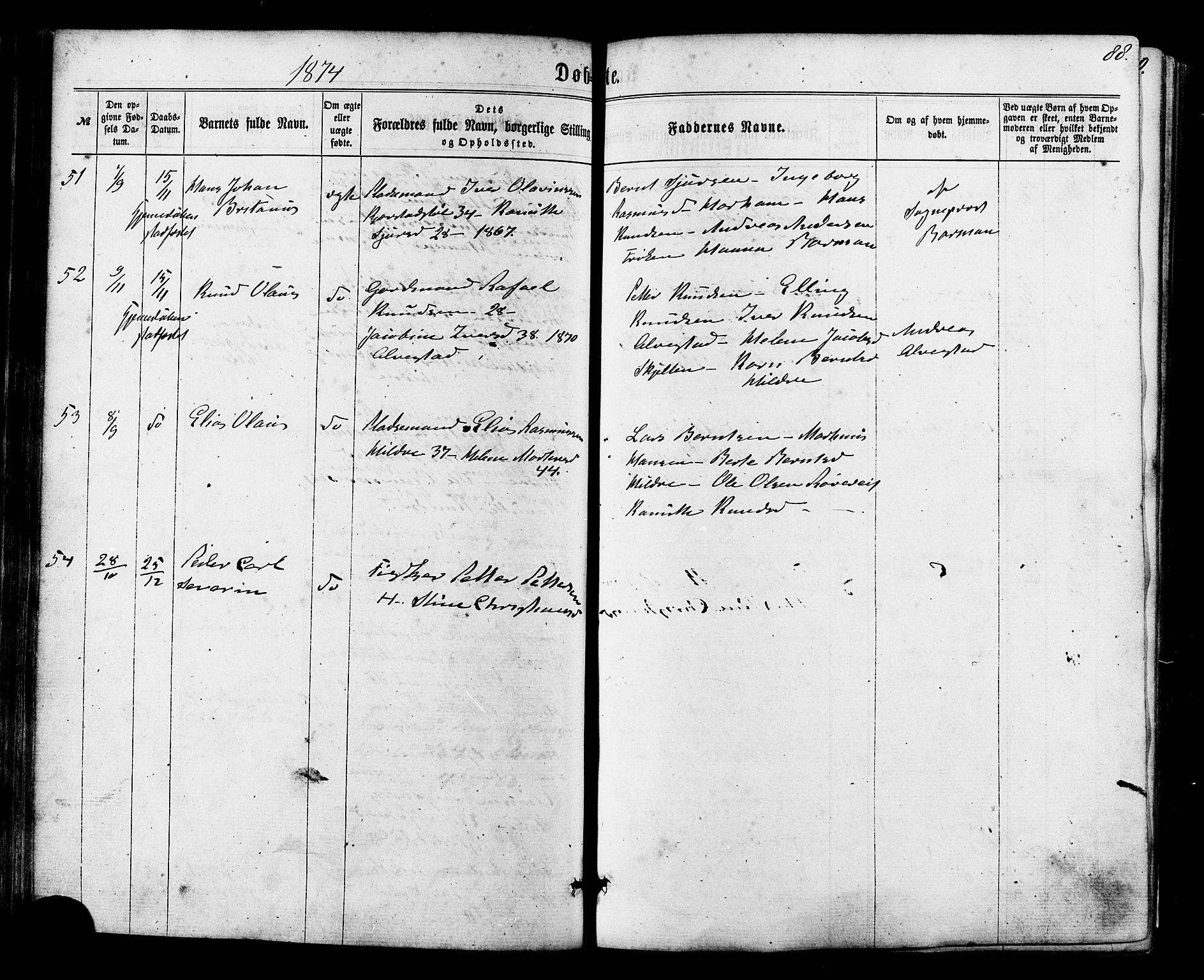 Ministerialprotokoller, klokkerbøker og fødselsregistre - Møre og Romsdal, AV/SAT-A-1454/536/L0498: Parish register (official) no. 536A07, 1862-1875, p. 88