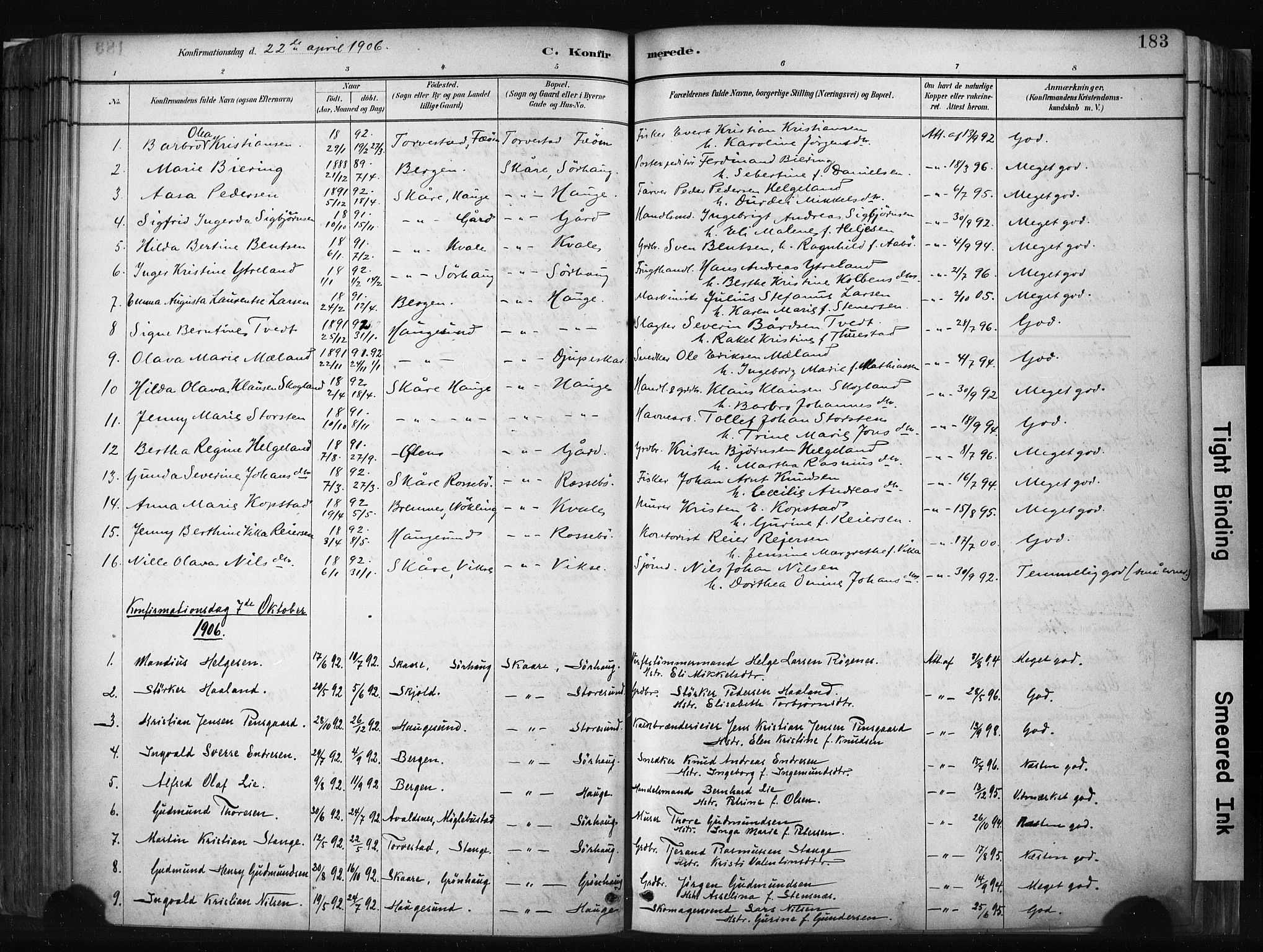 Haugesund sokneprestkontor, AV/SAST-A -101863/H/Ha/Haa/L0004: Parish register (official) no. A 4, 1886-1908, p. 183