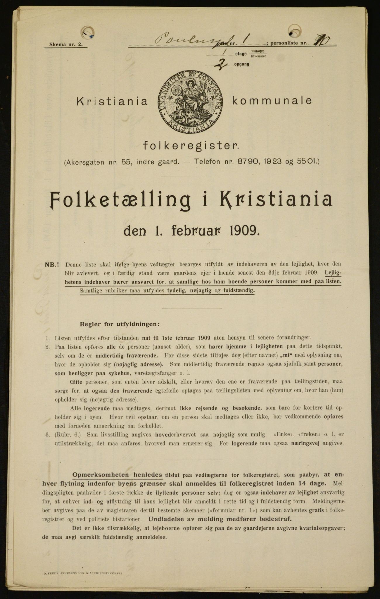 OBA, Municipal Census 1909 for Kristiania, 1909, p. 71112