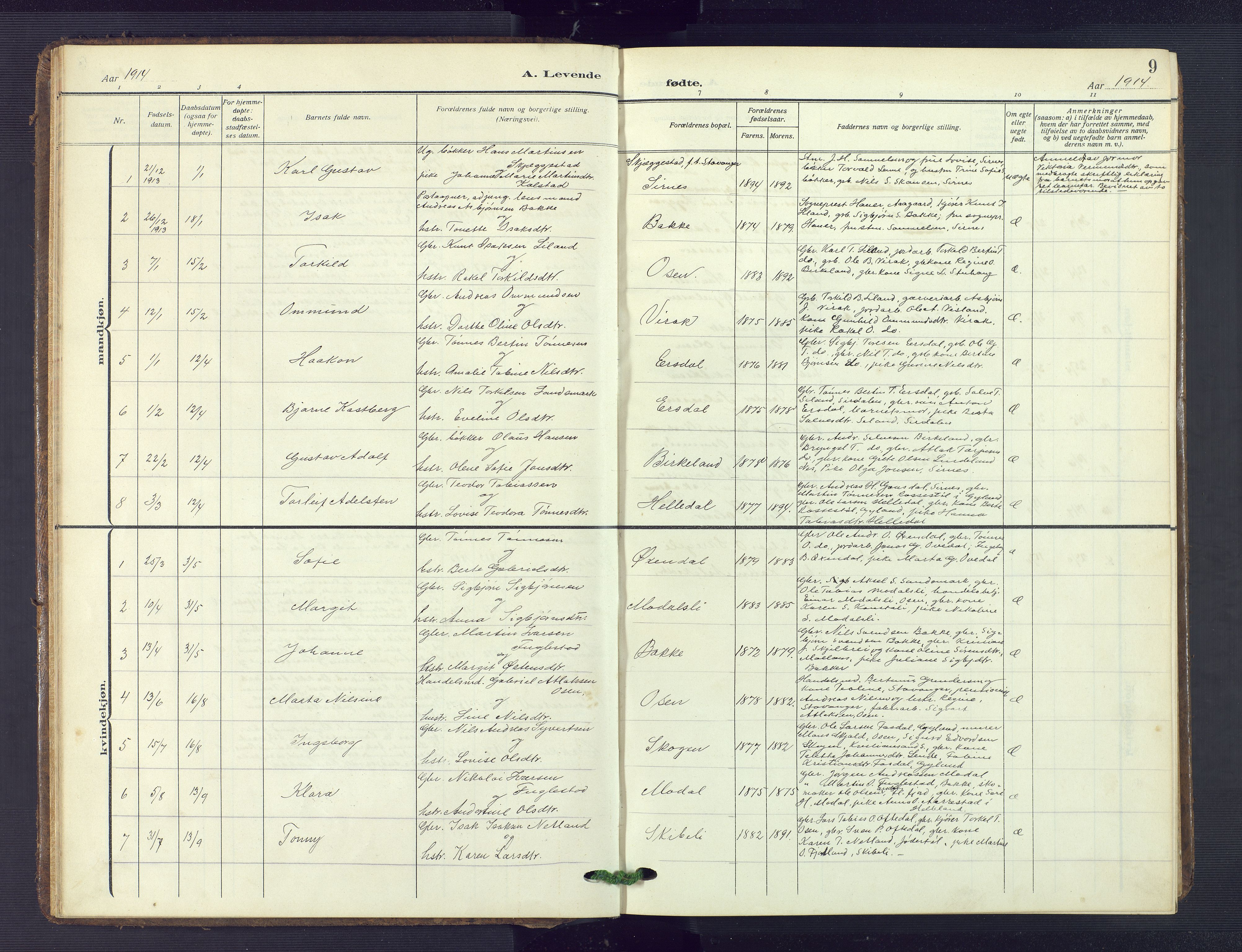 Bakke sokneprestkontor, SAK/1111-0002/F/Fb/Fba/L0004: Parish register (copy) no. B 4, 1911-1946, p. 9