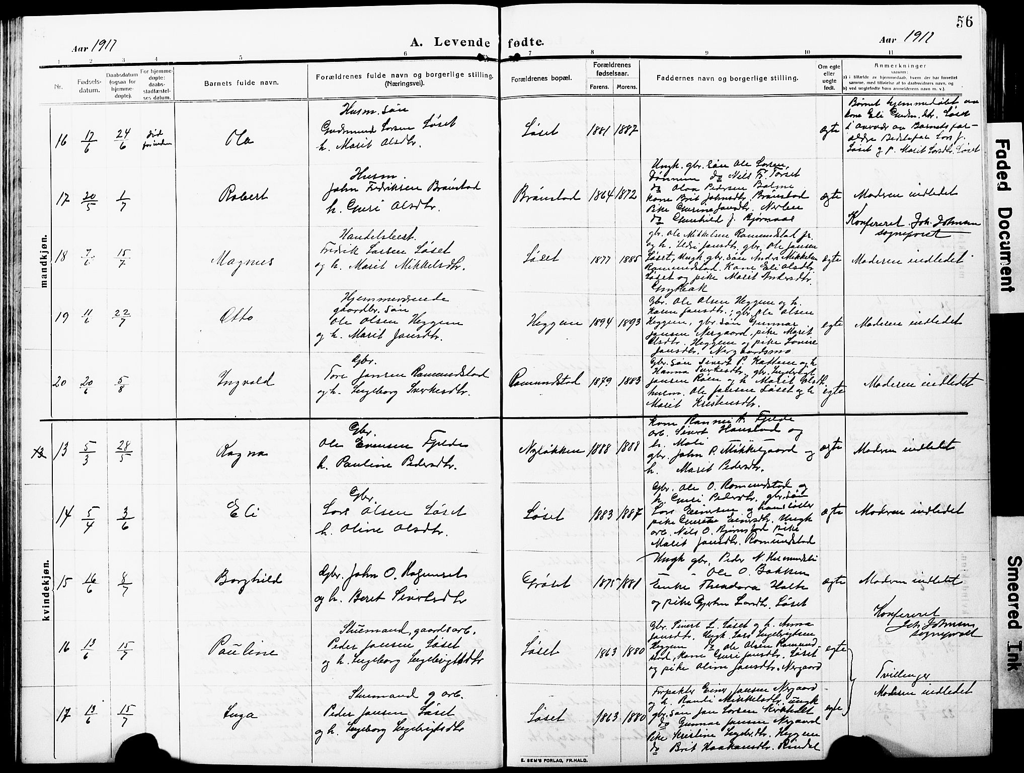 Ministerialprotokoller, klokkerbøker og fødselsregistre - Møre og Romsdal, AV/SAT-A-1454/598/L1079: Parish register (copy) no. 598C04, 1909-1927, p. 56