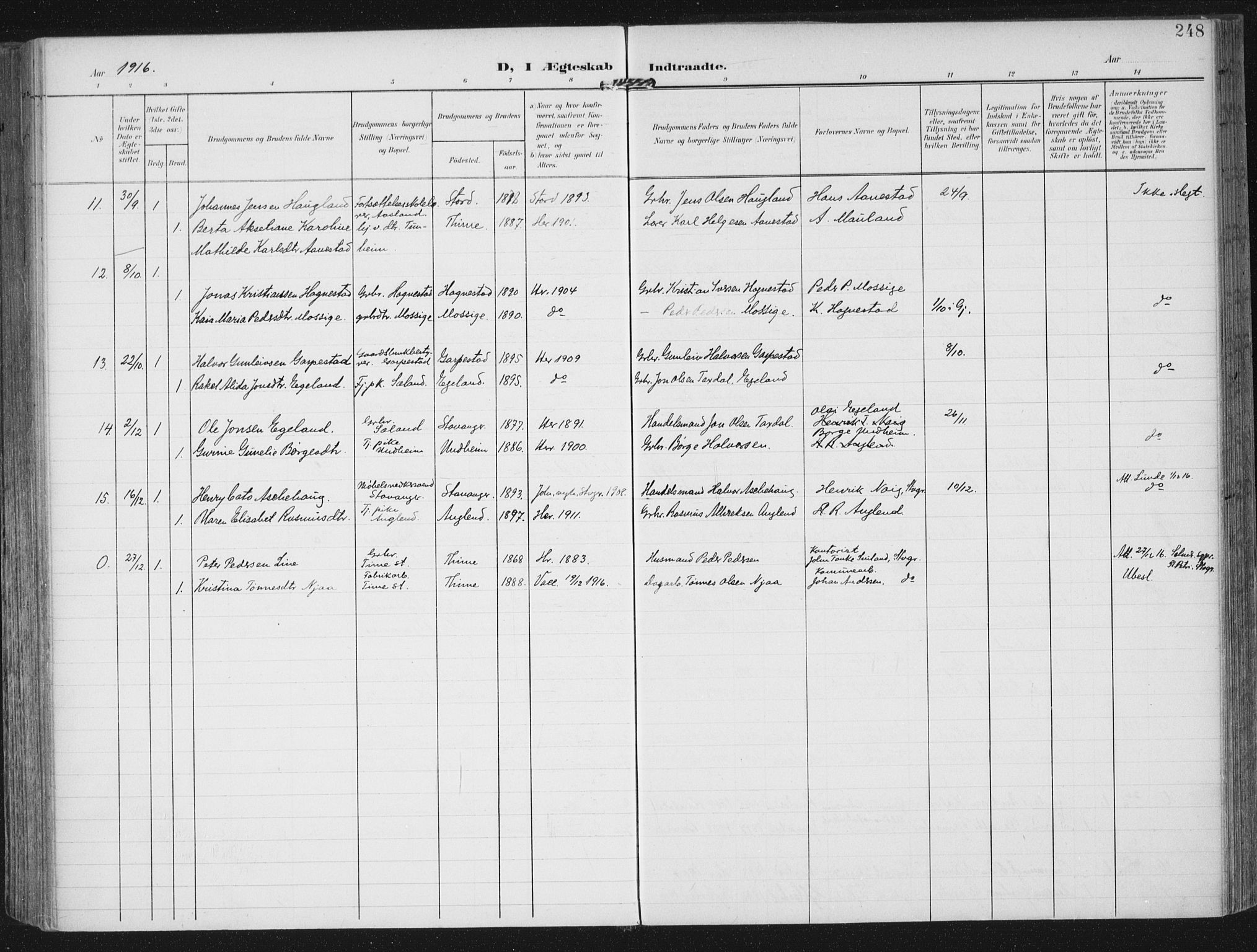 Lye sokneprestkontor, AV/SAST-A-101794/002/A/L0001: Parish register (official) no. A 12, 1904-1920, p. 248