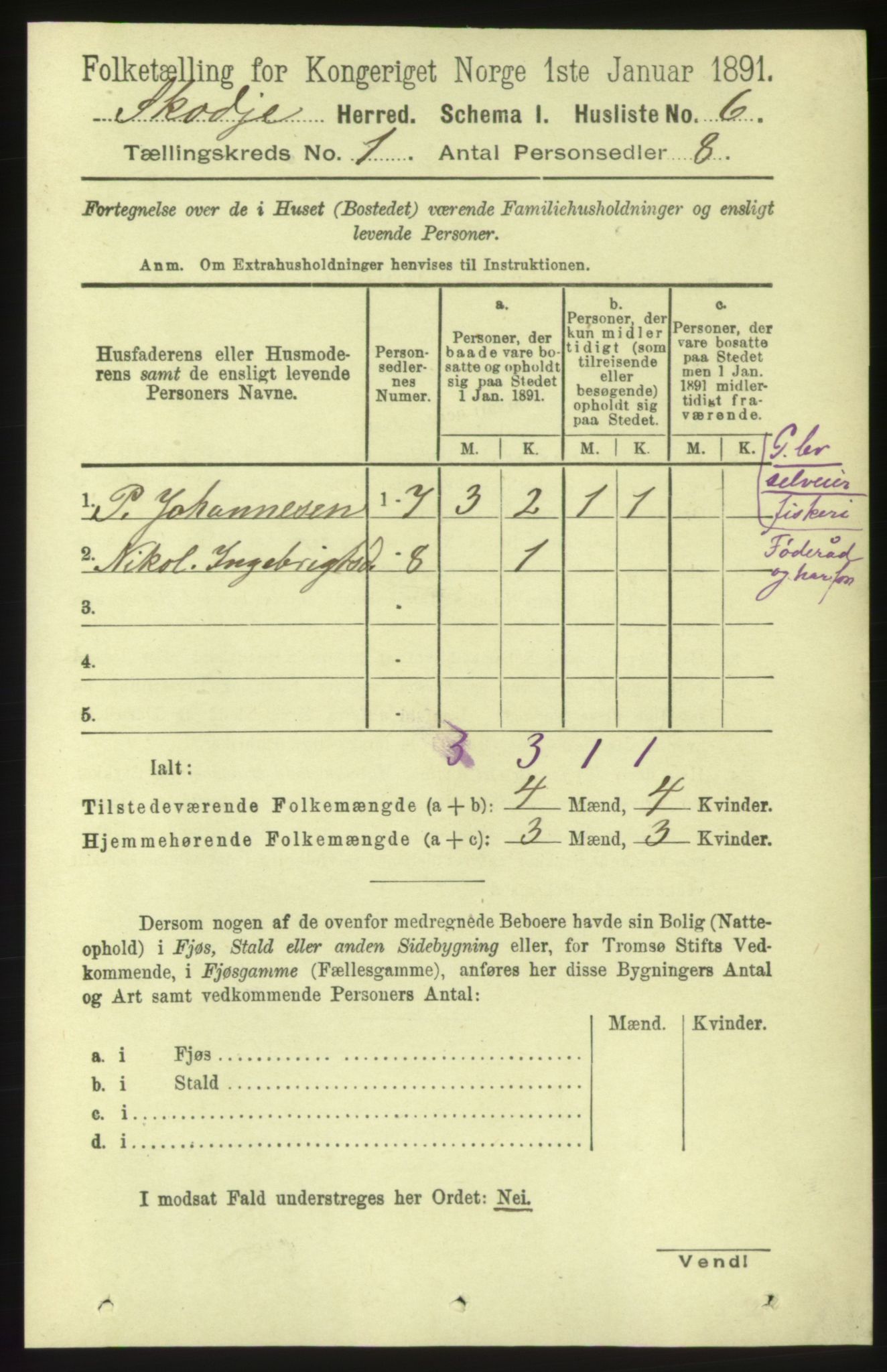 RA, 1891 census for 1529 Skodje, 1891, p. 47