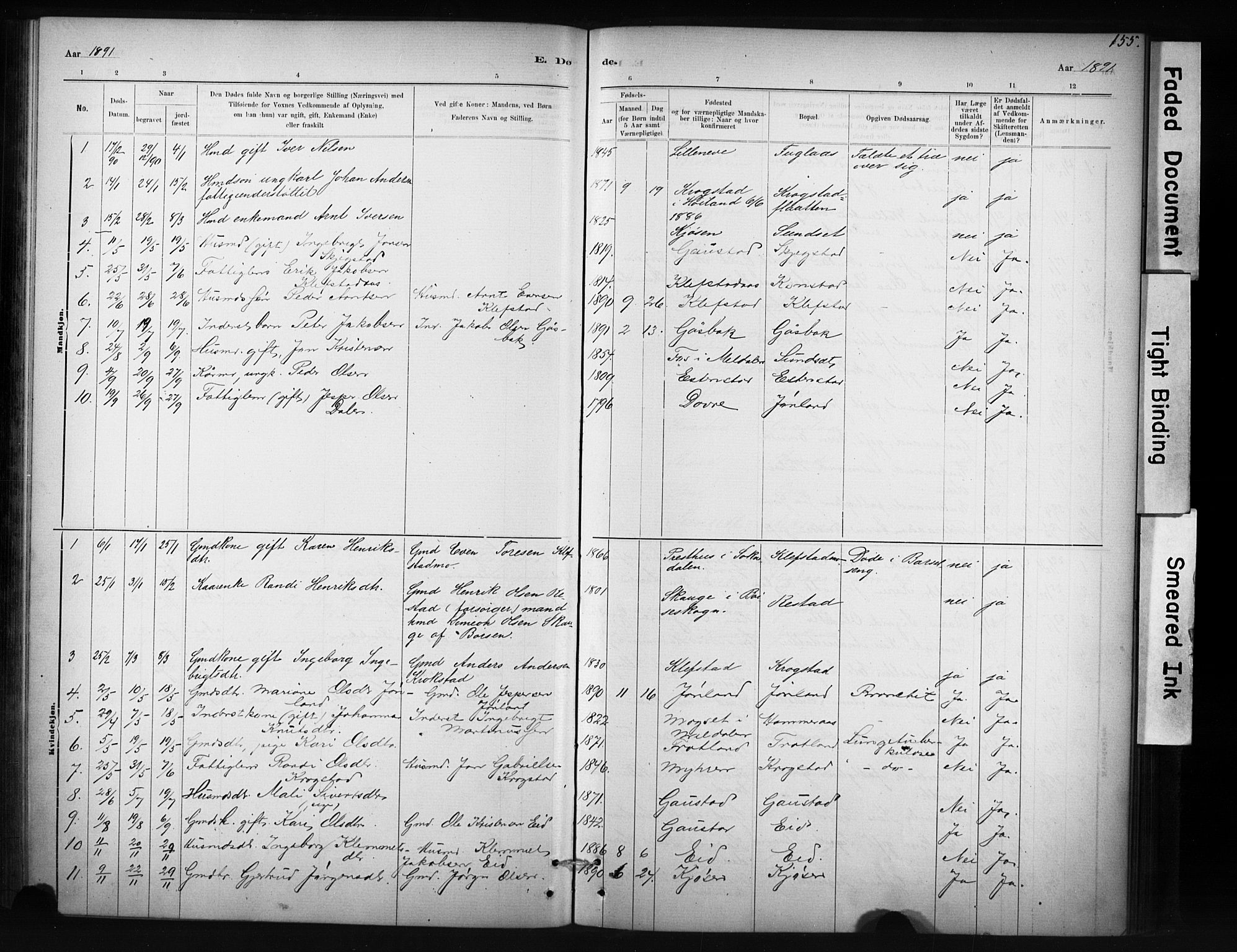 Ministerialprotokoller, klokkerbøker og fødselsregistre - Sør-Trøndelag, AV/SAT-A-1456/694/L1127: Parish register (official) no. 694A01, 1887-1905, p. 155