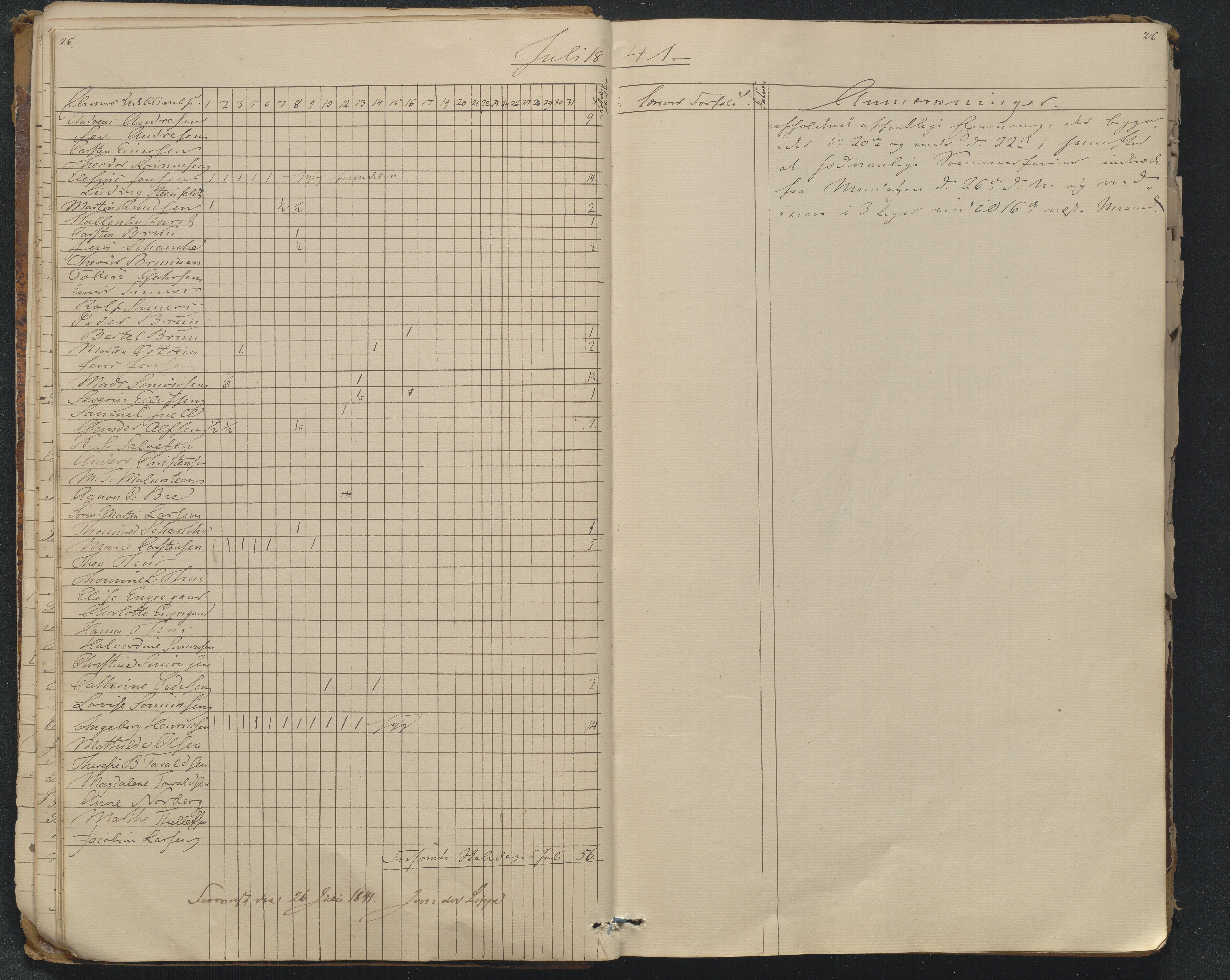 Risør kommune, AAKS/KA0901-PK/1/05/05g/L0005: Journal, 1841-1880, p. 25-26