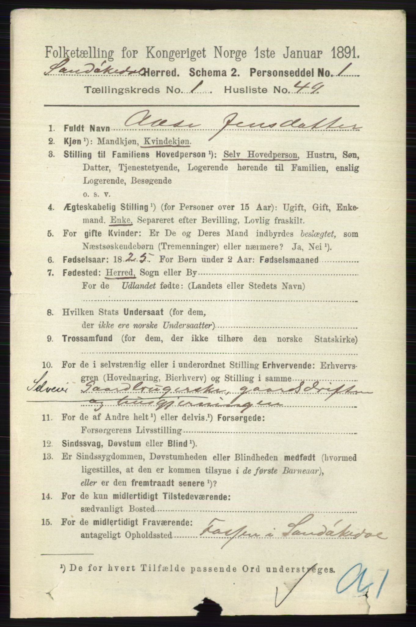 RA, 1891 census for 0816 Sannidal, 1891, p. 355