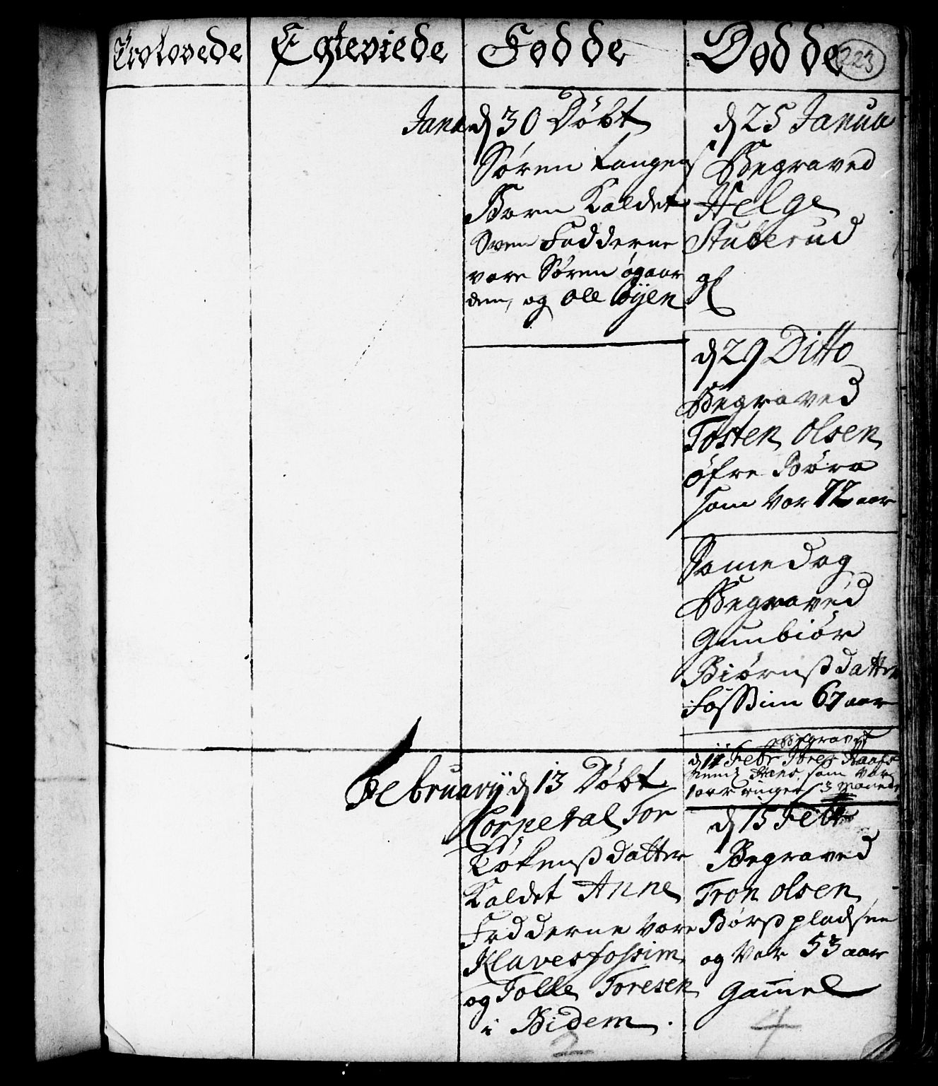 Spydeberg prestekontor Kirkebøker, AV/SAO-A-10924/F/Fa/L0001: Parish register (official) no. I 1, 1696-1738, p. 223