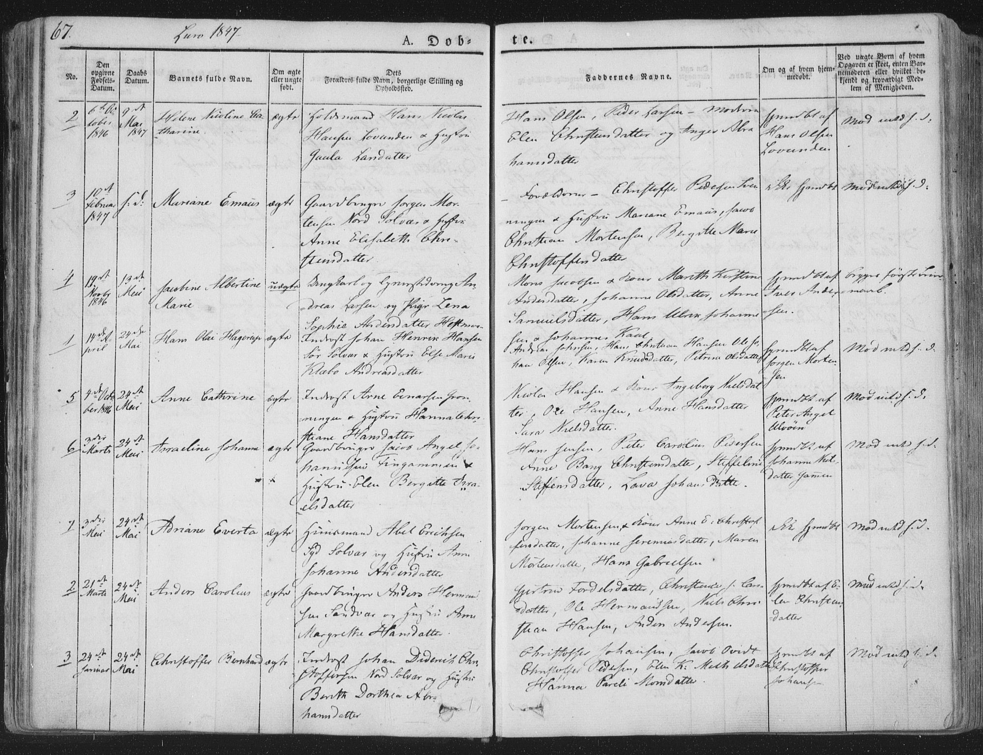 Ministerialprotokoller, klokkerbøker og fødselsregistre - Nordland, SAT/A-1459/839/L0565: Parish register (official) no. 839A02, 1825-1862, p. 67