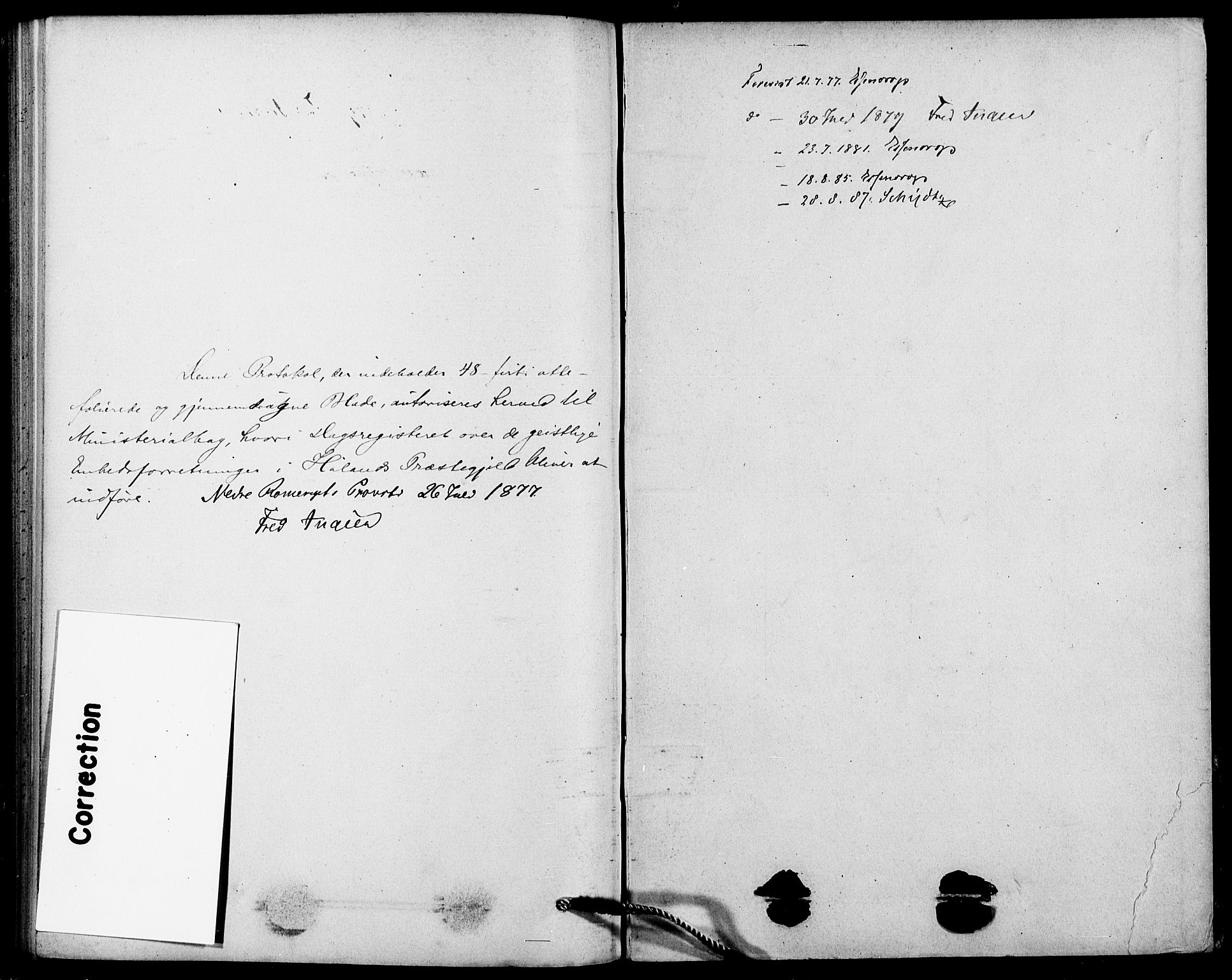 Høland prestekontor Kirkebøker, SAO/A-10346a/I/Ia/L0001: Diary records no. I 1, 1877-1886