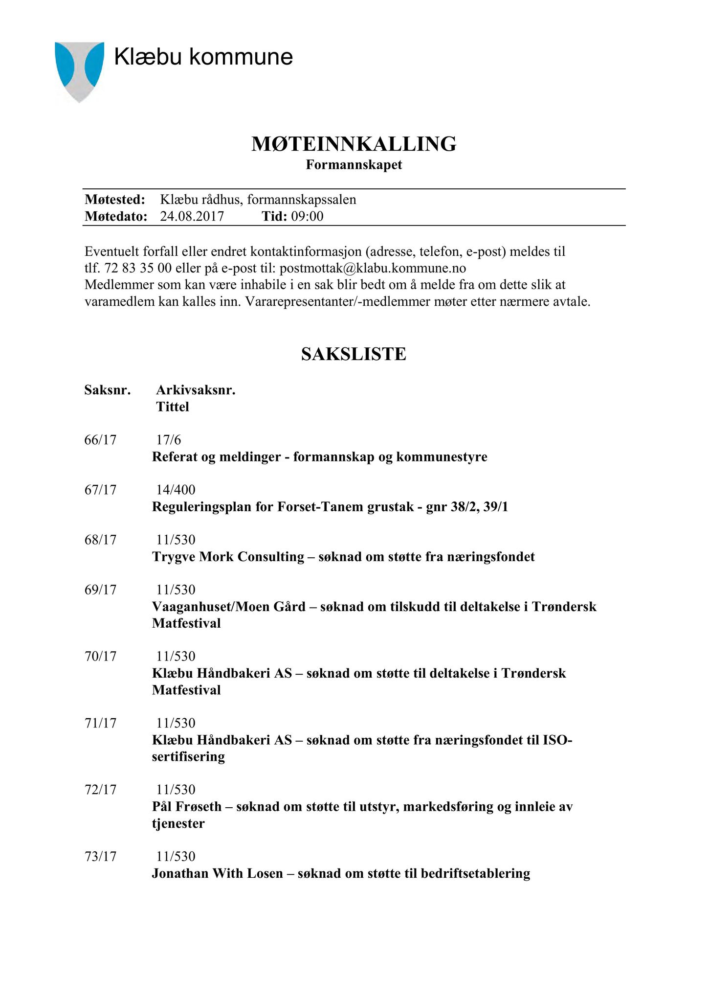 Klæbu Kommune, TRKO/KK/02-FS/L010: Formannsskapet - Møtedokumenter, 2017, p. 1993