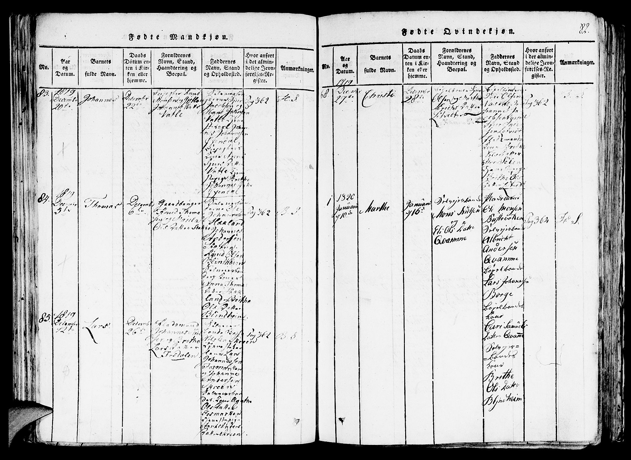 Haus sokneprestembete, AV/SAB-A-75601/H/Haa: Parish register (official) no. A 12, 1816-1821, p. 82