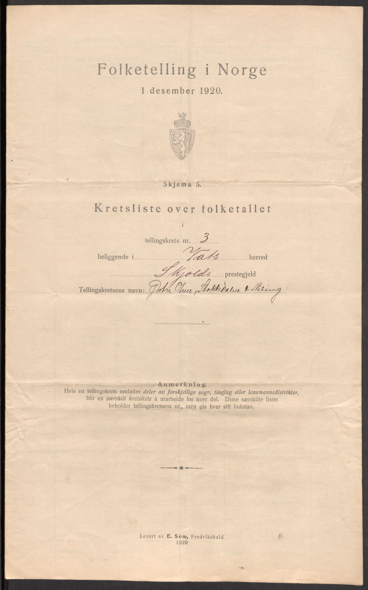 SAST, 1920 census for Vats, 1920, p. 15