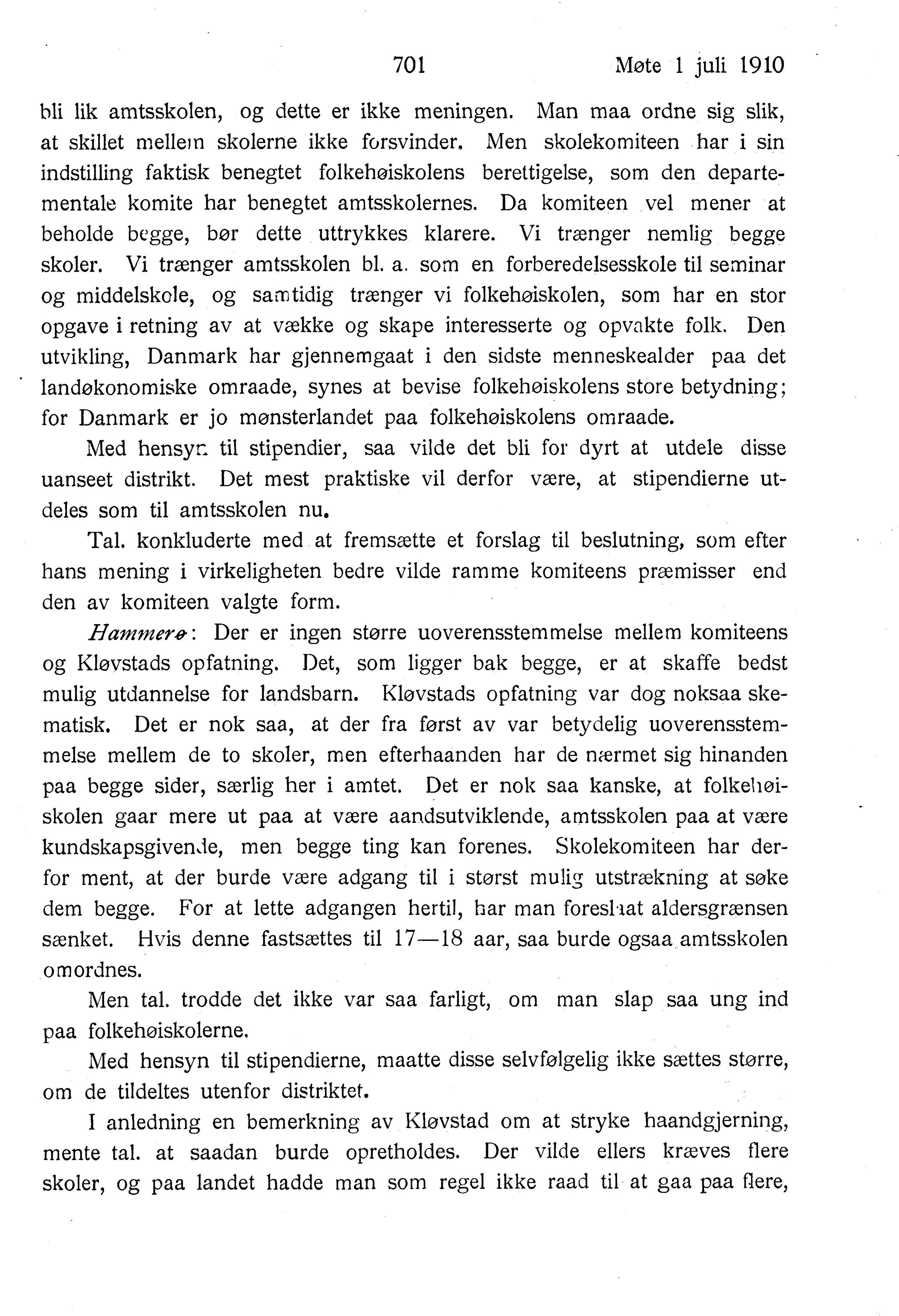 Nordland Fylkeskommune. Fylkestinget, AIN/NFK-17/176/A/Ac/L0033: Fylkestingsforhandlinger 1910, 1910