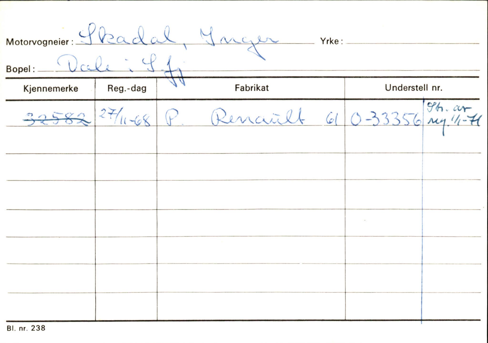 Statens vegvesen, Sogn og Fjordane vegkontor, SAB/A-5301/4/F/L0126: Eigarregister Fjaler M-Å. Leikanger A-Å, 1945-1975, p. 176