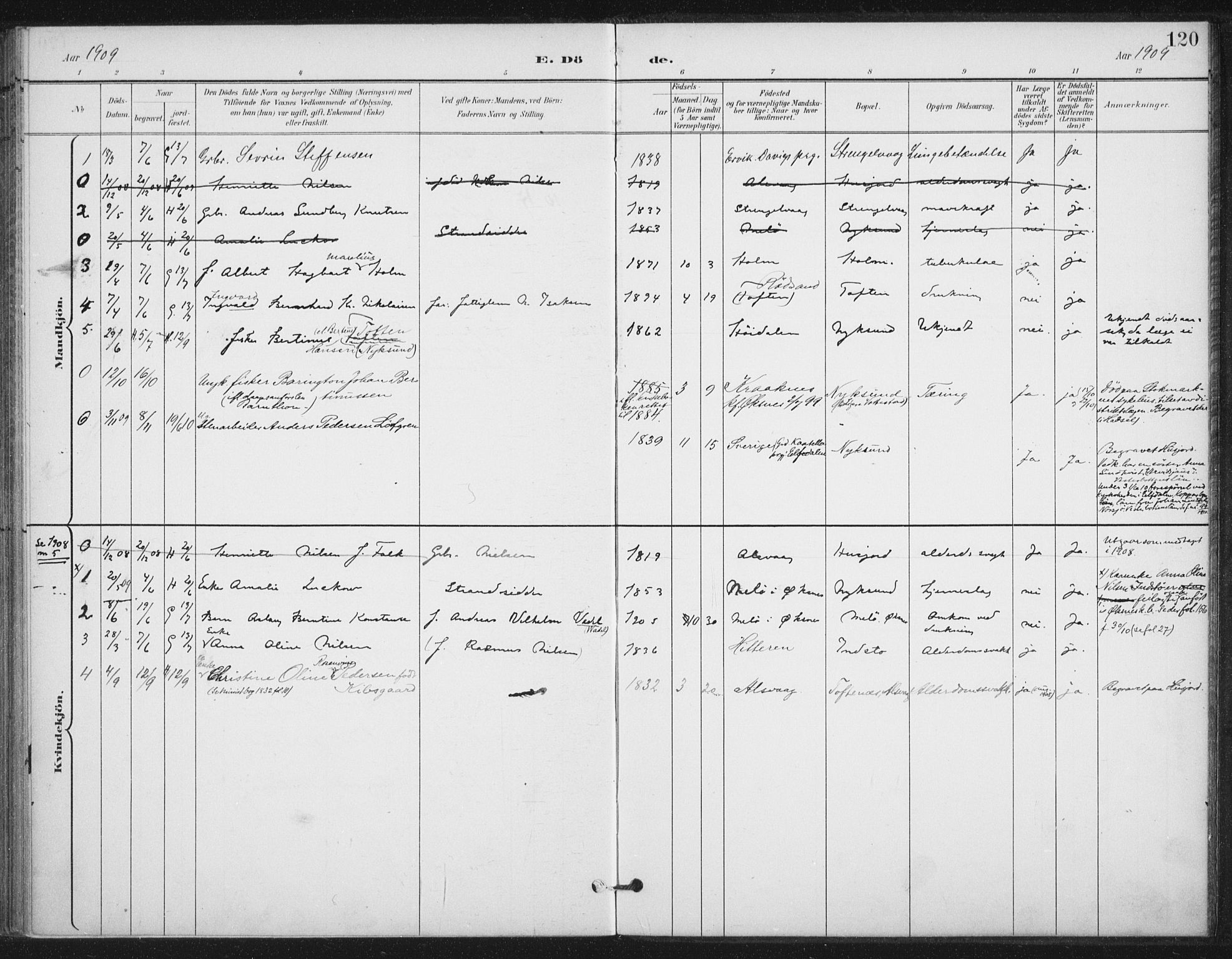Ministerialprotokoller, klokkerbøker og fødselsregistre - Nordland, AV/SAT-A-1459/894/L1356: Parish register (official) no. 894A02, 1897-1914, p. 120