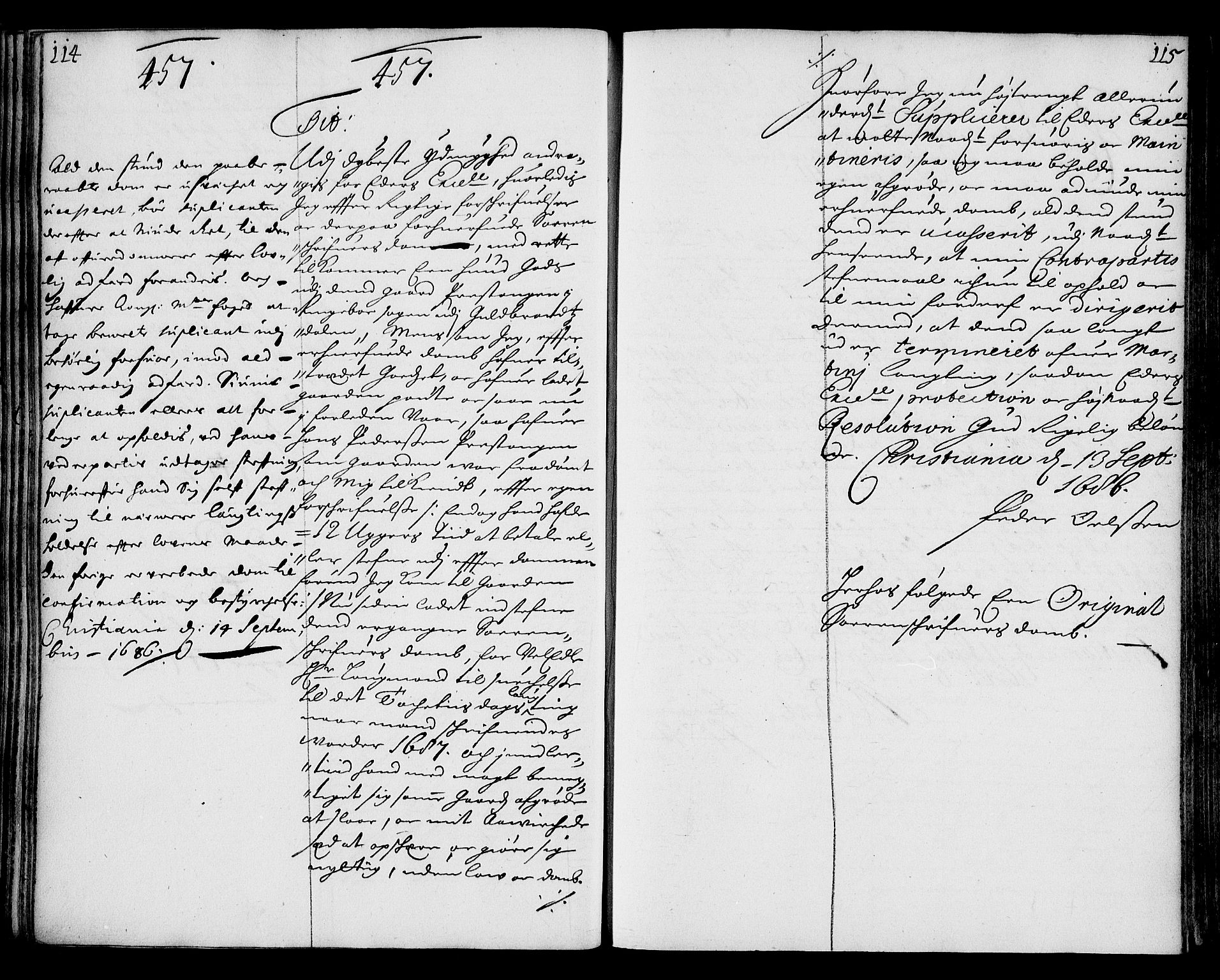 Stattholderembetet 1572-1771, AV/RA-EA-2870/Ae/L0003: Supplikasjons- og resolusjonsprotokoll, 1686-1687, p. 114-115